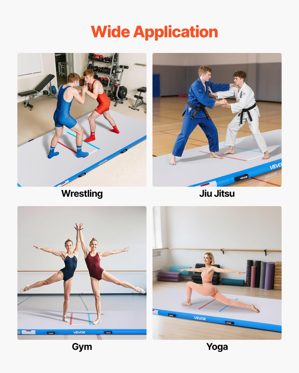 VEVOR Wrestling Mat, Martial Arts Thick Mat for Home Gym Exercise, PVC or Inflatable Training Mats with Circles,for Gymnastics, Tatami, Jiu Jitsu BJJ MMA Judo, Black