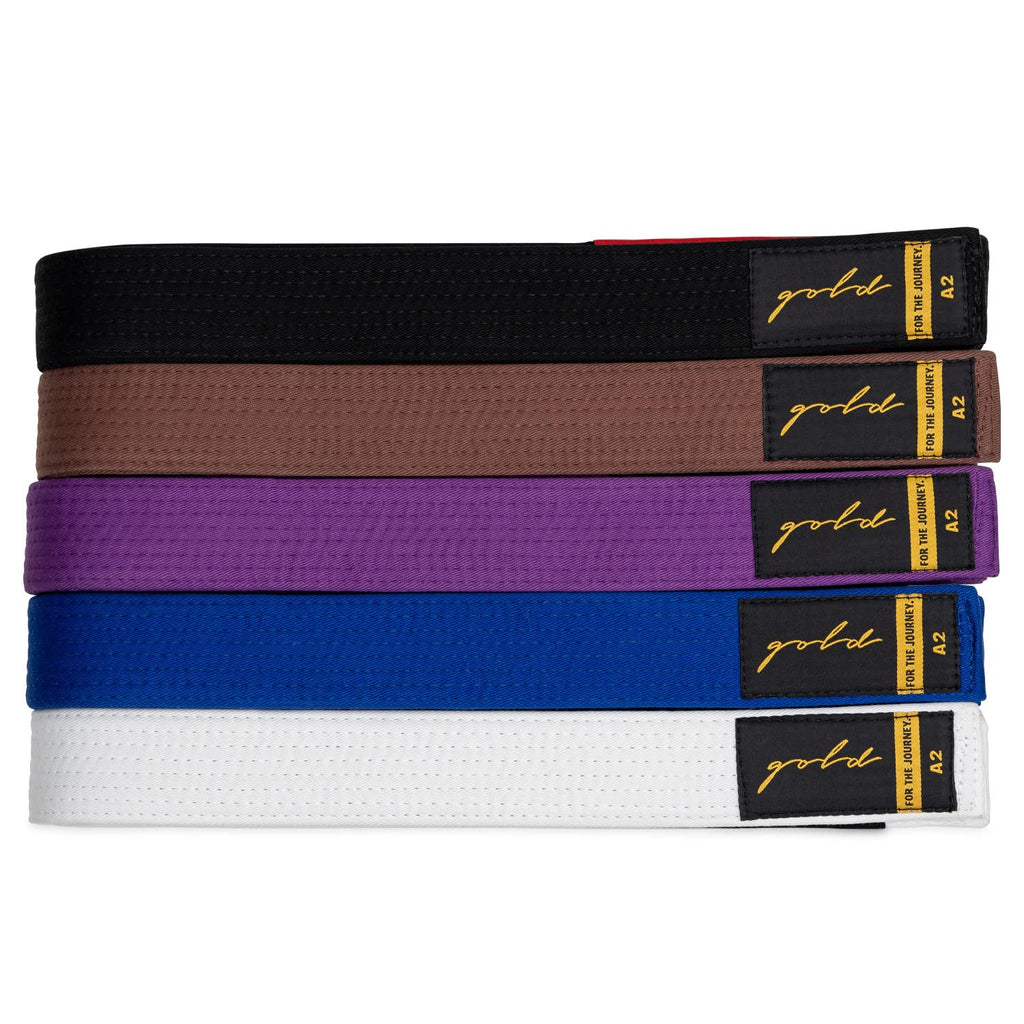 Gold BJJ Jiu Jitsu Belt - Premium Belts with Rank Bar for Stripes - IBJJF Competition Approved