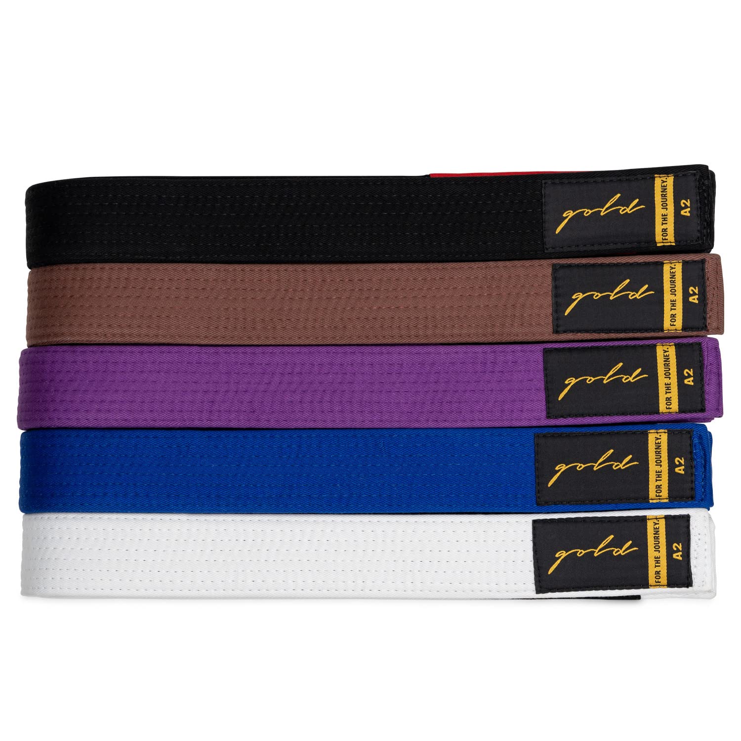 Gold BJJ Jiu Jitsu Belt - Premium Belts with Rank Bar for Stripes - IBJJF Competition Approved