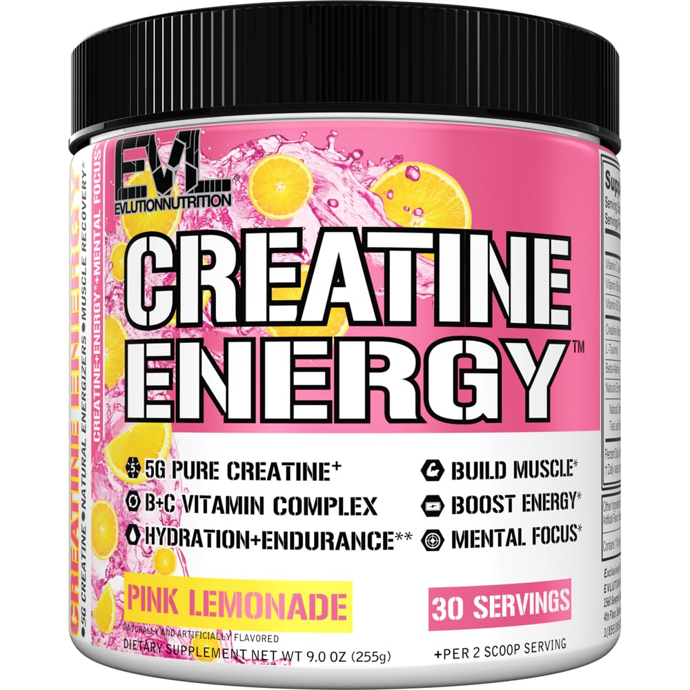 Evlution Nutrition Creatine 5000 - Supports Faster Recovery, Lean Muscle Growth & Performance - Pre & Post Workout Powder - 5000mg Pure Creatine Monohydrate Per Serving - 60 Servings - Unflavored