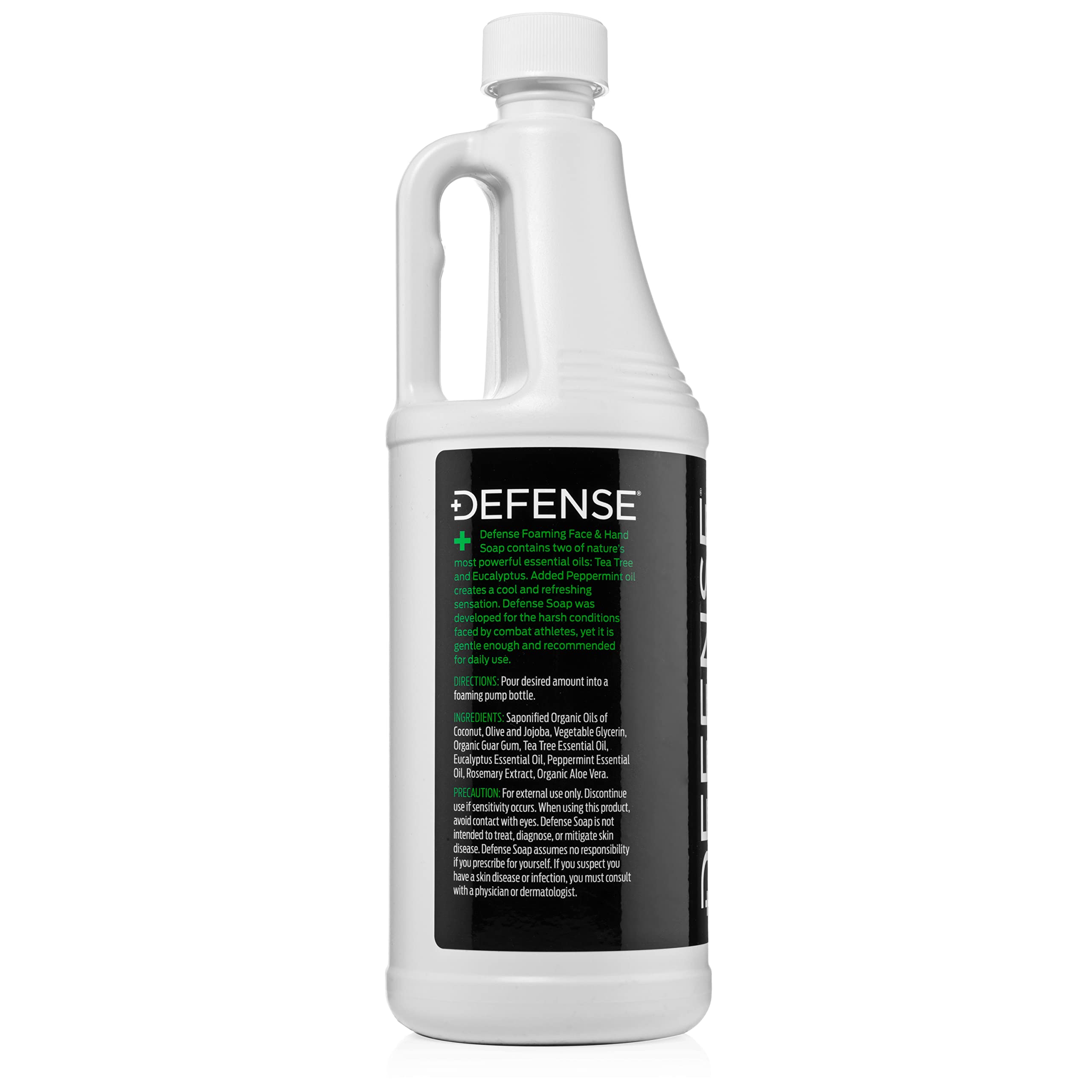 Defense Liquid Foaming Face & Hand Soap 7.5 Fl Oz with Tea Tree, Eucalyptus, Jojoba, Aloe Vera, Olive & Coconut Oils