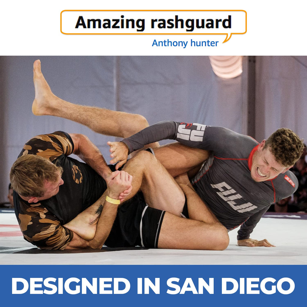 Gold BJJ Jiu Jitsu Rashguard - Camo Rash Guard Compression Shirt for No-Gi, Gi, & MMA