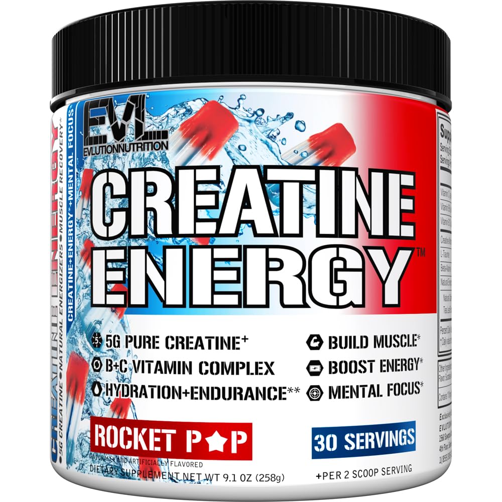 Evlution Nutrition Creatine 5000 - Supports Faster Recovery, Lean Muscle Growth & Performance - Pre & Post Workout Powder - 5000mg Pure Creatine Monohydrate Per Serving - 60 Servings - Unflavored