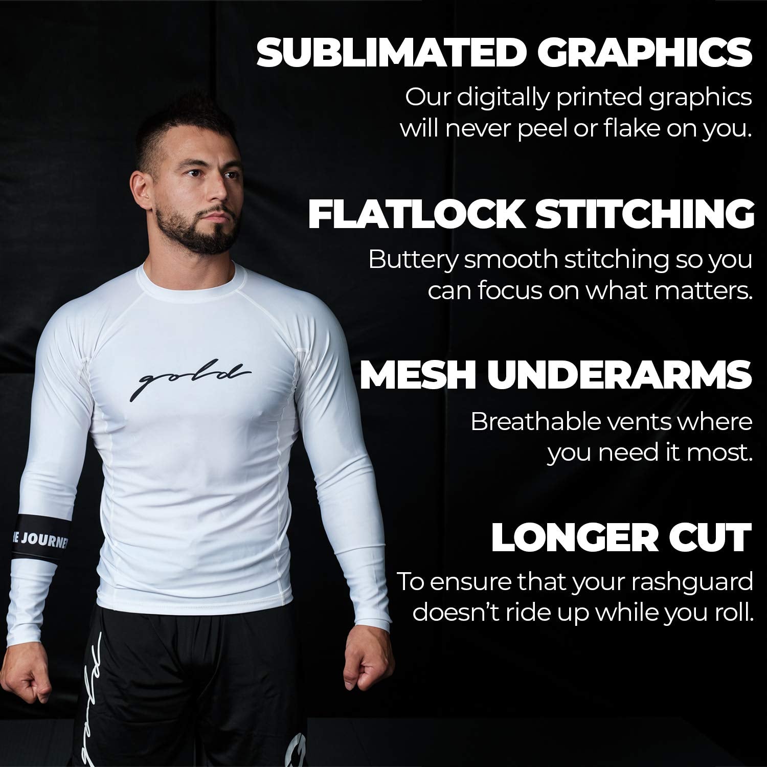 Gold BJJ Foundation Rash Guard - Ranked No-Gi and Gi Jiu Jitsu Rashguard