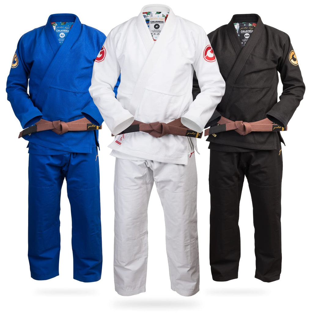 Gold BJJ Calavera Jiu Jitsu Gi - Ultra Strong Gold Weave Premium Kimono - IBJJF Competition Approved Uniform