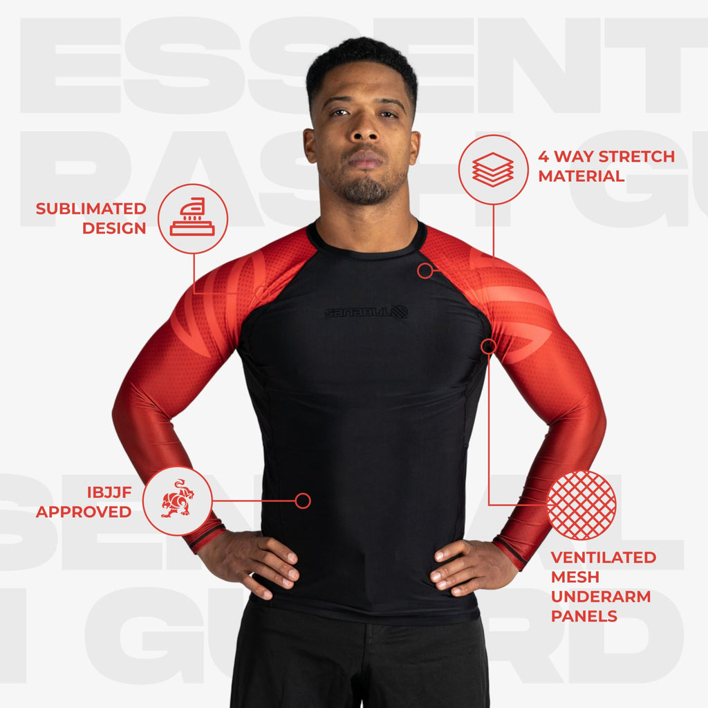 Sanabul Essential Long Sleeve Compression Training Rash Guard for MMA BJJ Wrestling Grappling and No Gi Jiu Jitsu rashguard