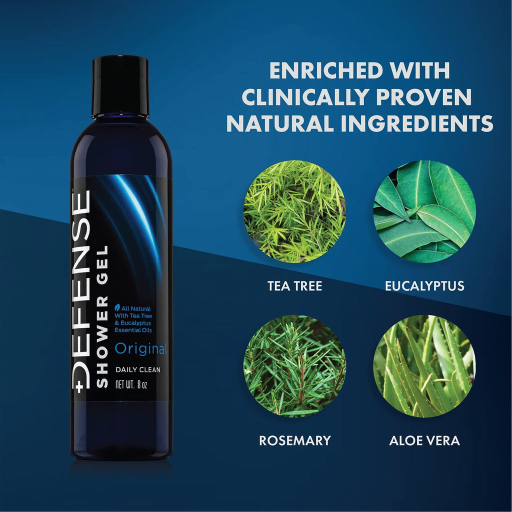 Defense Soap Tea Tree Body Wash | All Natural Organic Shower Soap for Athletes | Odor Control & Skin Fungal Protection for Sports, Post Workout & Recovery - 32 oz