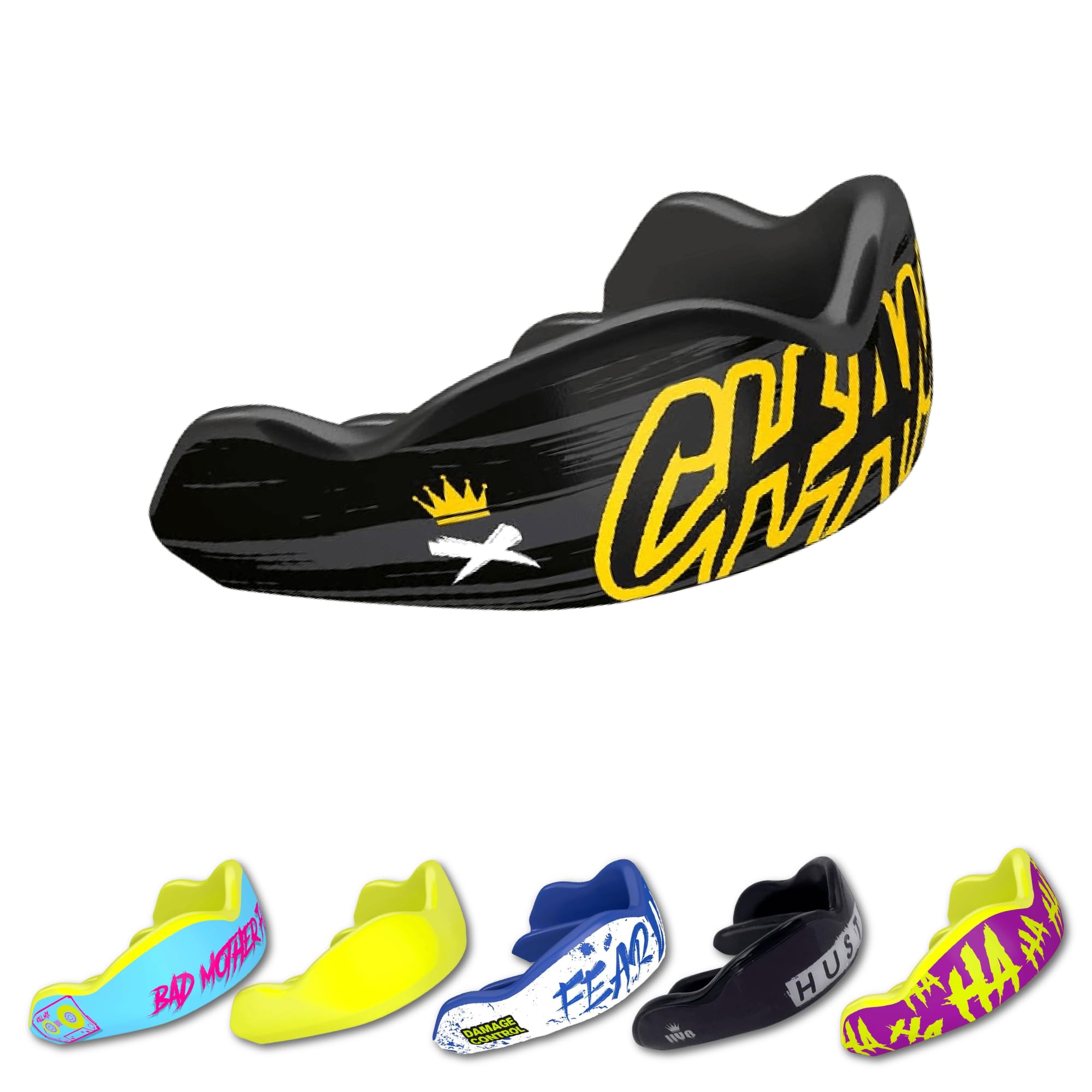 DAMAGE CONTROL High-Impact Mouth Guard – Sports Mouthguard for Boxing, Football, Hockey, Lacrosse & Basketball, Protects Teeth & Jaw, Protective Mouthpiece for Adults & Youth (Adult, HA HA HA 2.0)