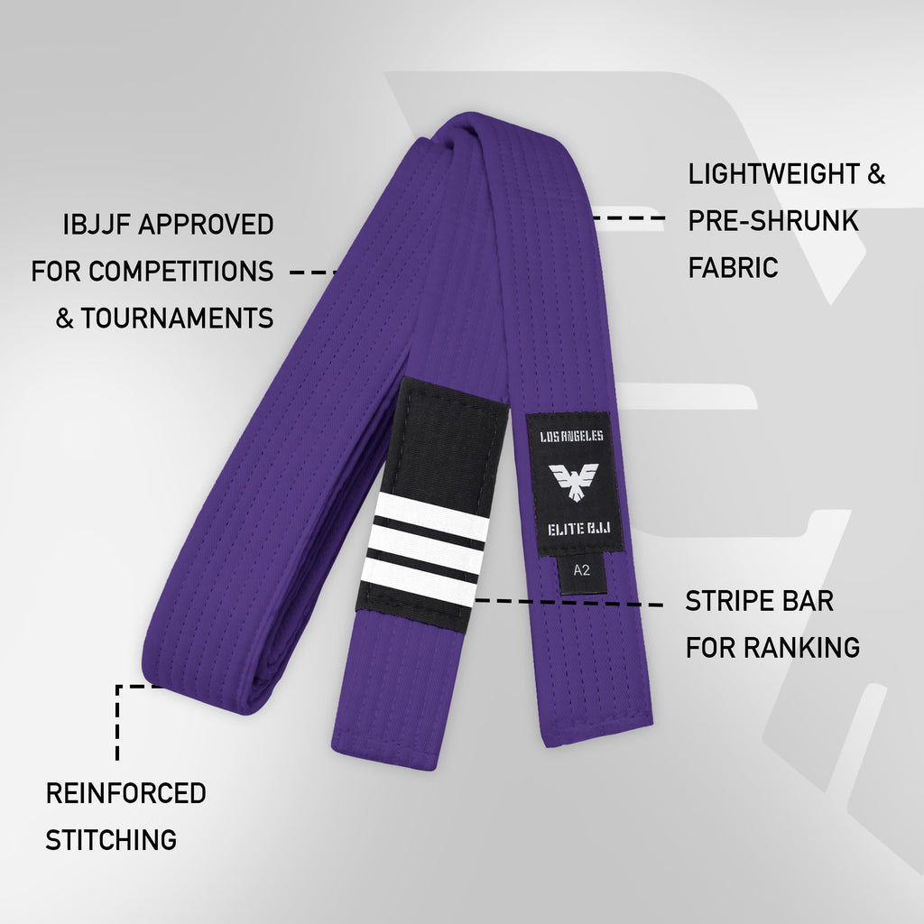 Elite Sports Adults Brazilian Jiu Jitsu Belts for Men & Women,Cotton IBJJF Approved BJJ Belts with Ranking Stripes Sleeve Bar