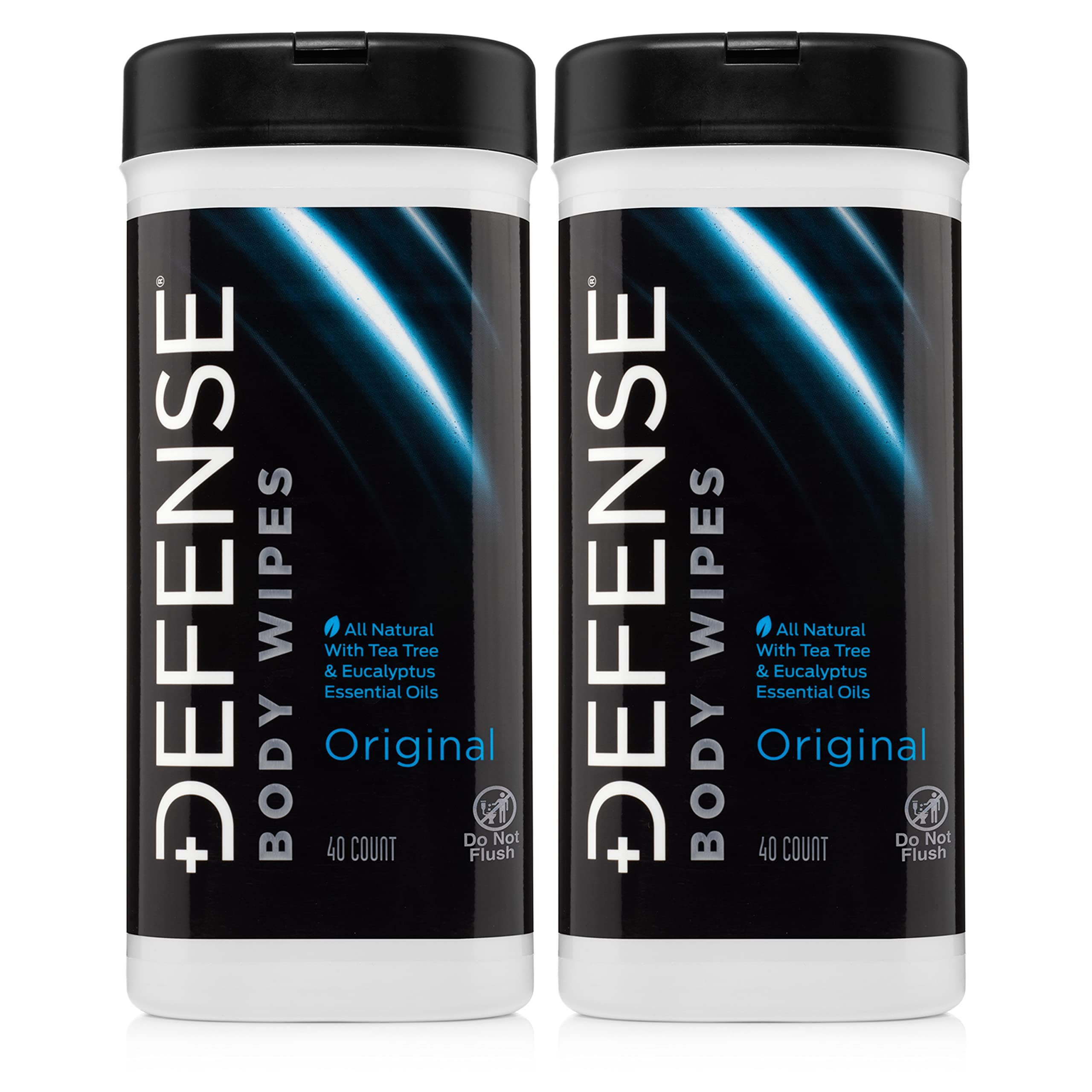 Defense Soap All Natural Body Wipes with Tea Tree Oil | Wrestling, Combat, Camping, Gym, Post Workout Shower Wipes for Men and Women. 40 Count