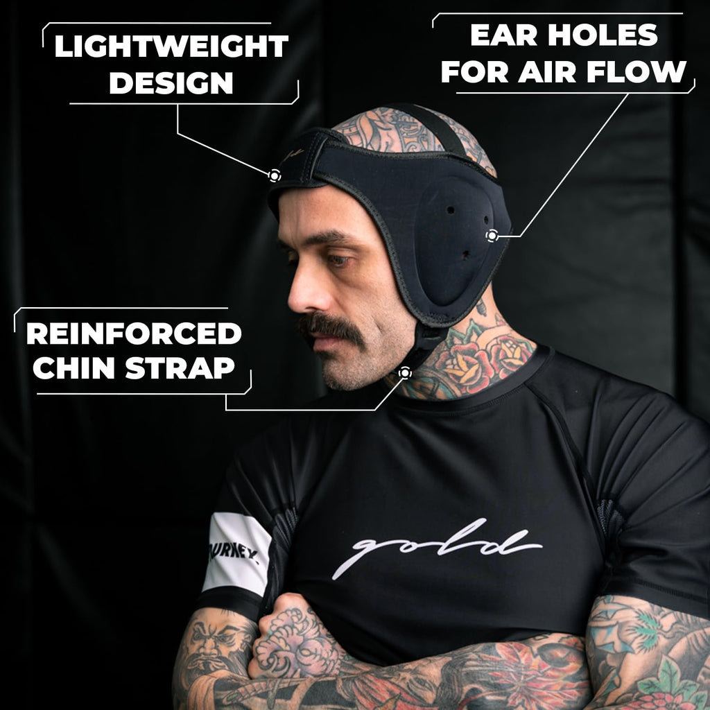 Gold BJJ Headgear for Jiu Jitsu, Wrestling, and MMA