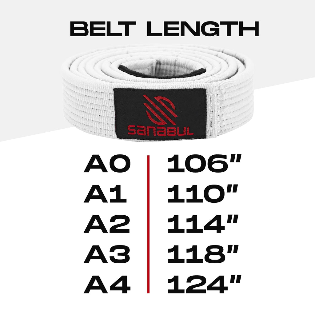 Sanabul BJJ Belt for Men & Women - Brazilian Jiu Jitsu With Ranking Stripes Sleeve Bar - Kids Gi Belt
