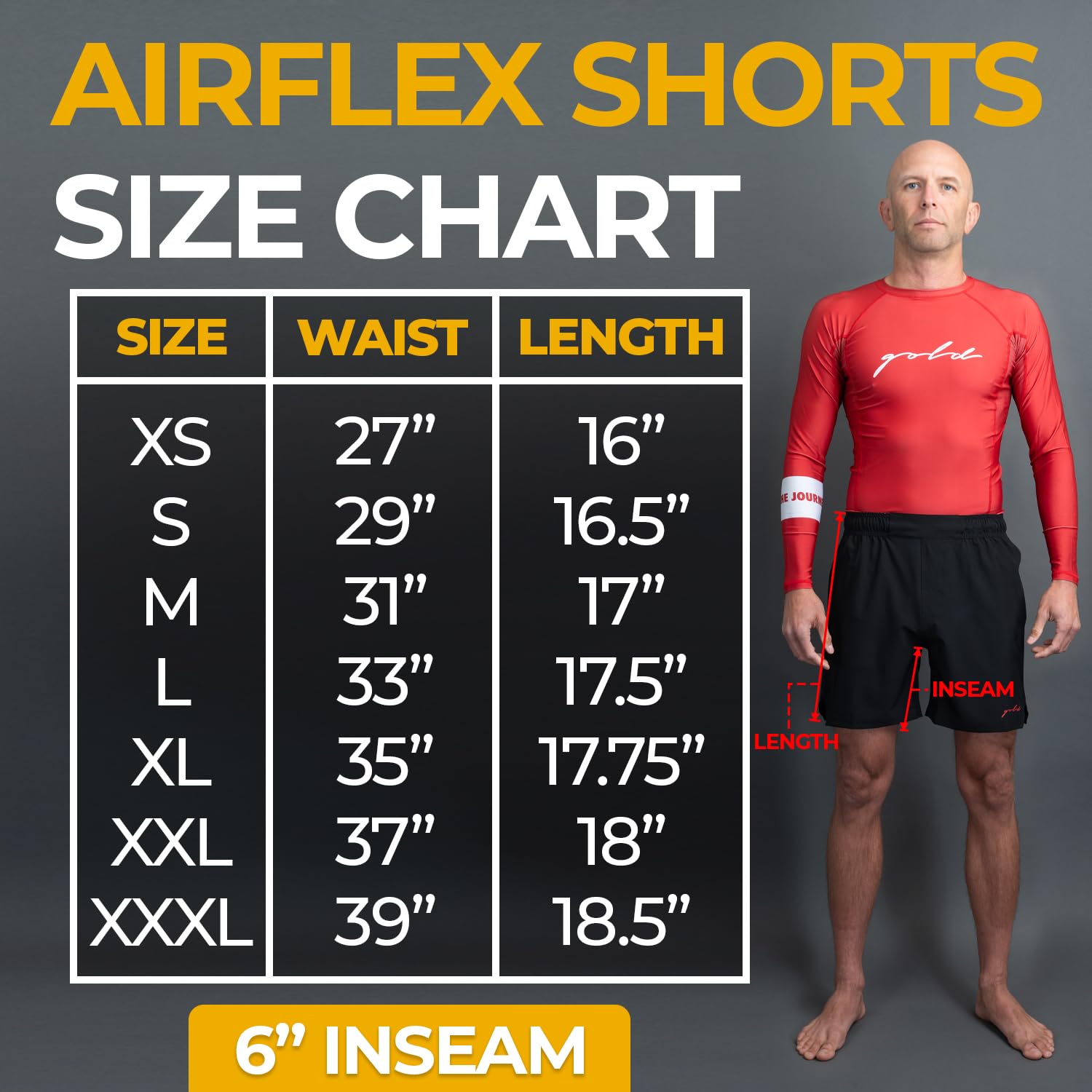 Gold BJJ Airflex Jiu Jitsu Shorts - Fight Short for No Gi, Wrestling, MMA & Boxing