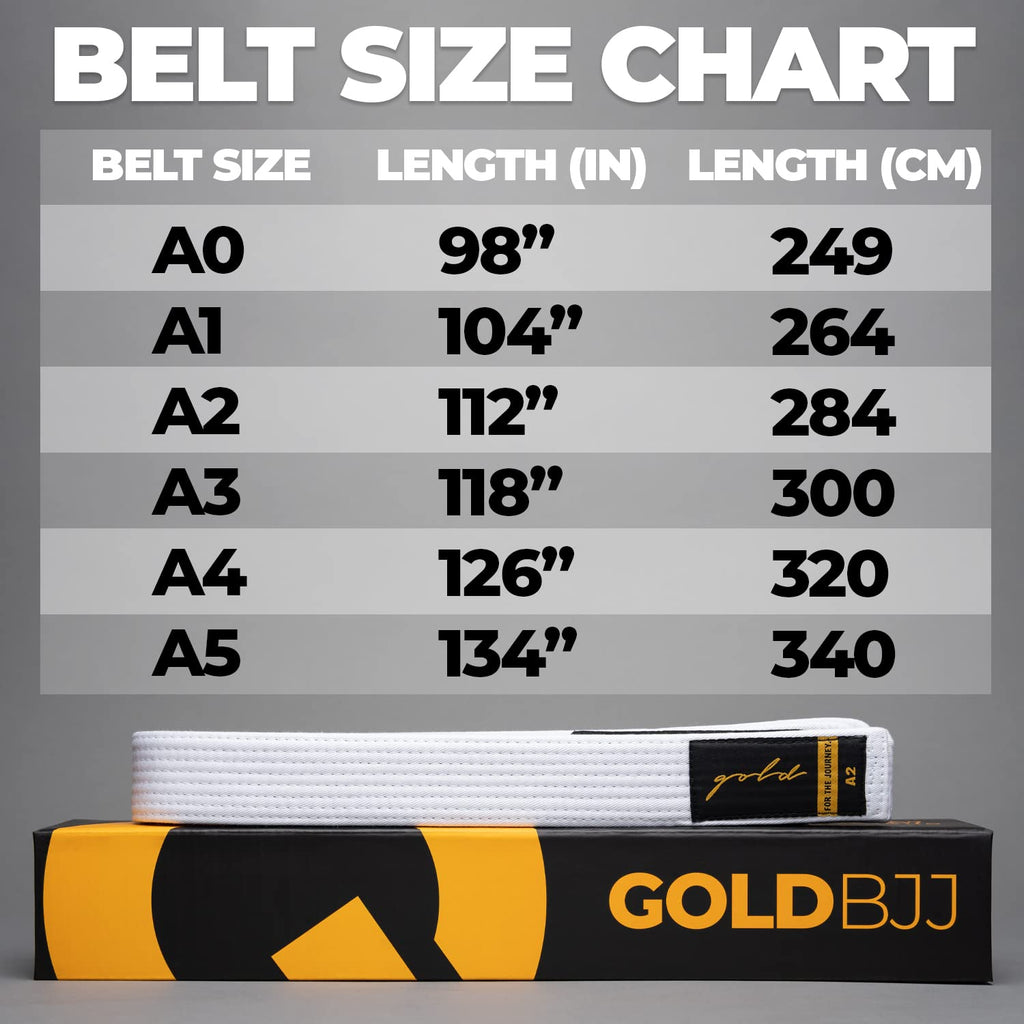 Gold BJJ Jiu Jitsu Belt - Premium Belts with Rank Bar for Stripes - IBJJF Competition Approved