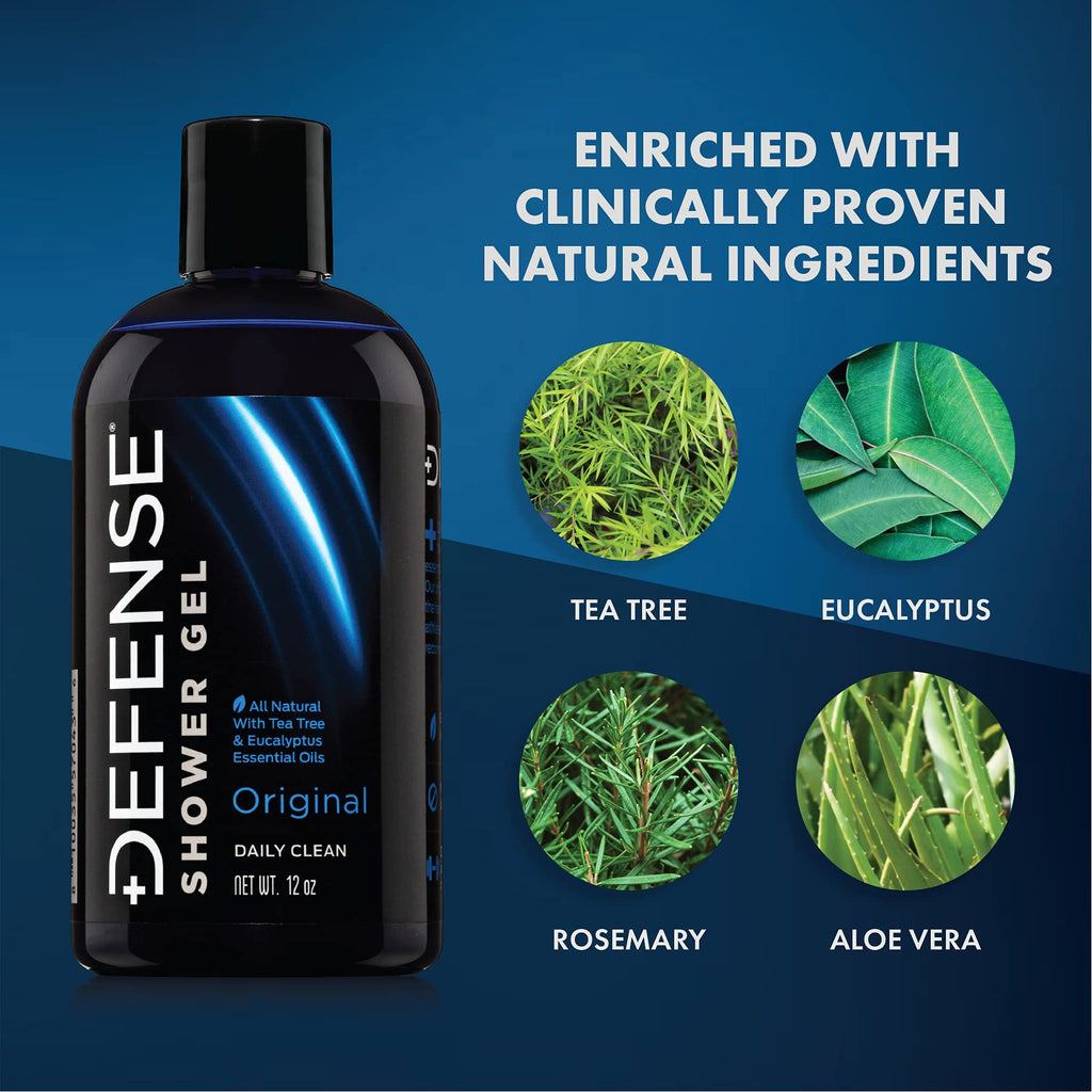 Defense Soap Tea Tree Body Wash | All Natural Organic Shower Soap for Athletes | Odor Control & Skin Fungal Protection for Sports, Post Workout & Recovery - 32 oz