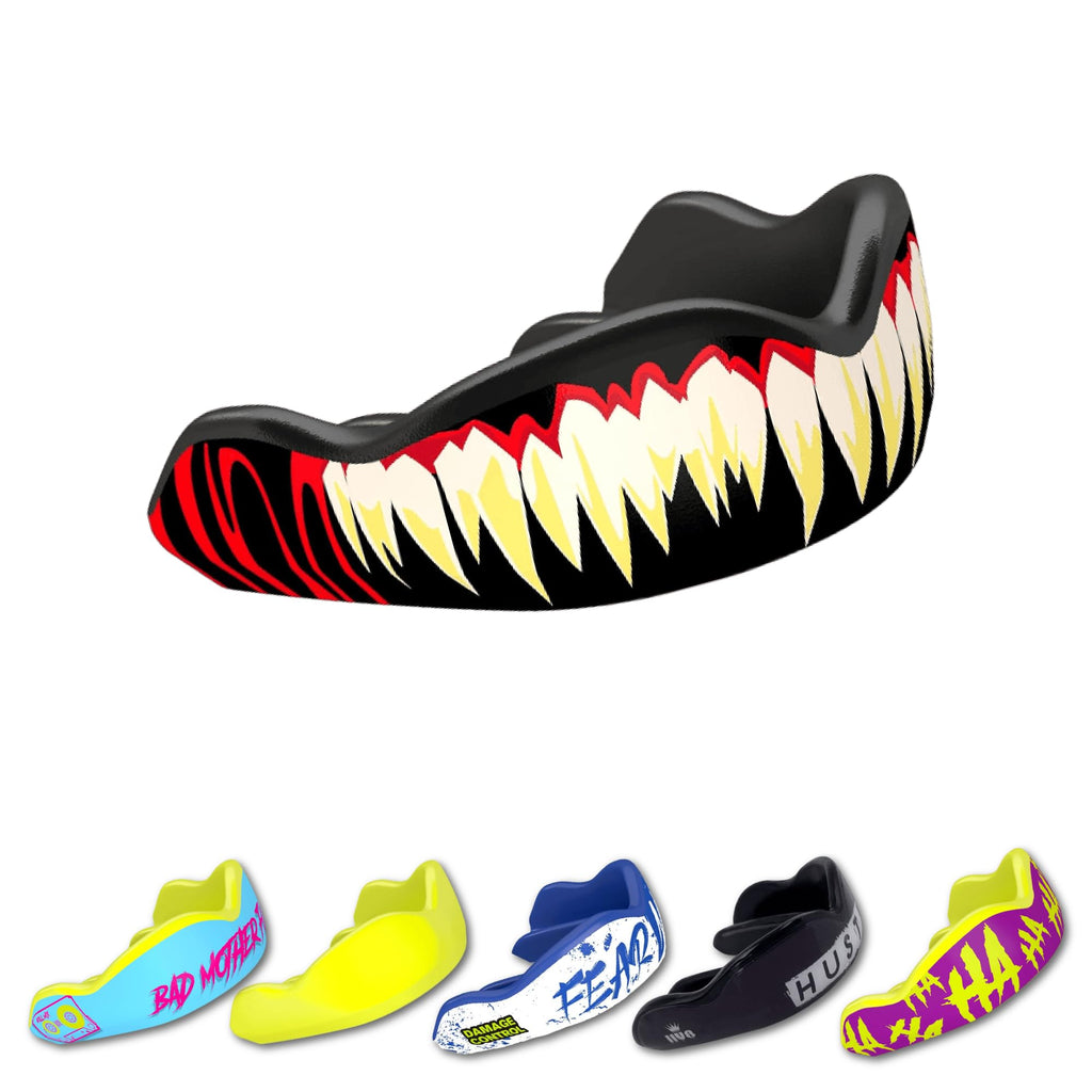 DAMAGE CONTROL High-Impact Mouth Guard – Sports Mouthguard for Boxing, Football, Hockey, Lacrosse & Basketball, Protects Teeth & Jaw, Protective Mouthpiece for Adults & Youth (Adult, HA HA HA 2.0)