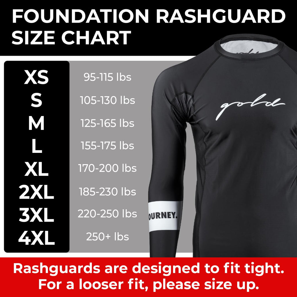 Gold BJJ Foundation Rash Guard - Ranked No-Gi and Gi Jiu Jitsu Rashguard