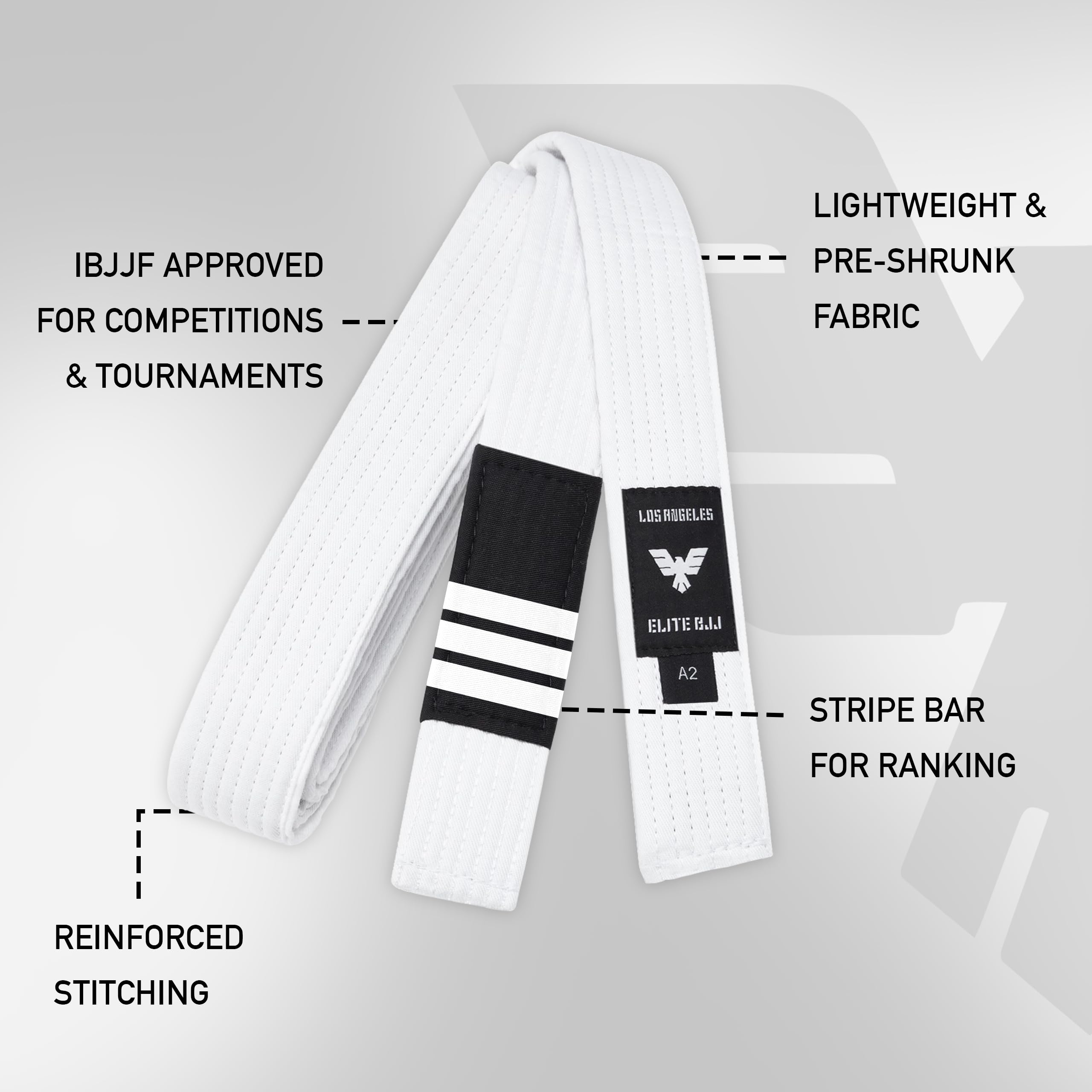 Elite Sports Adults Brazilian Jiu Jitsu Belts for Men & Women,Cotton IBJJF Approved BJJ Belts with Ranking Stripes Sleeve Bar