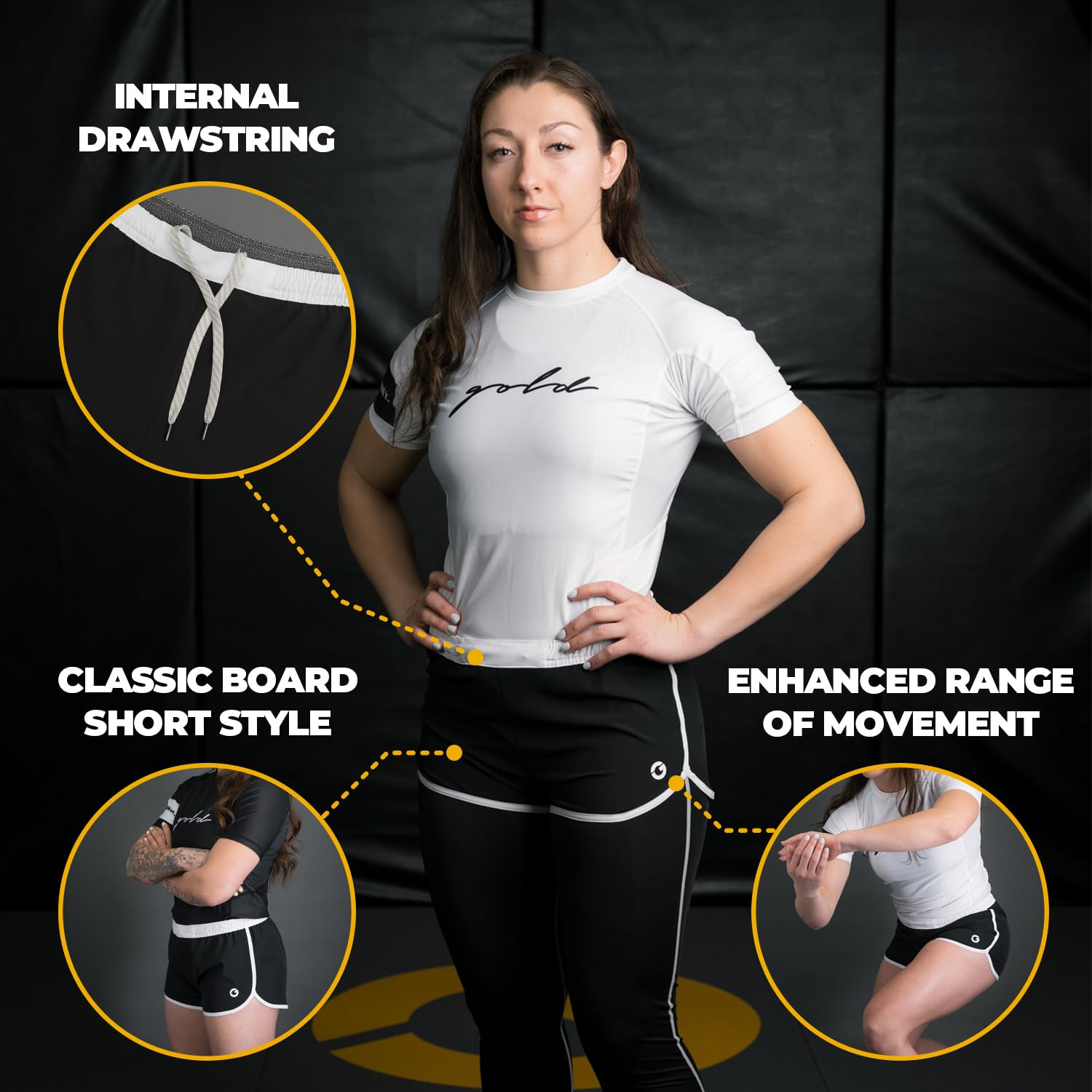 Gold BJJ Women's Pacific Short - No-Gi Jiu Jitsu Fight Shorts for Women