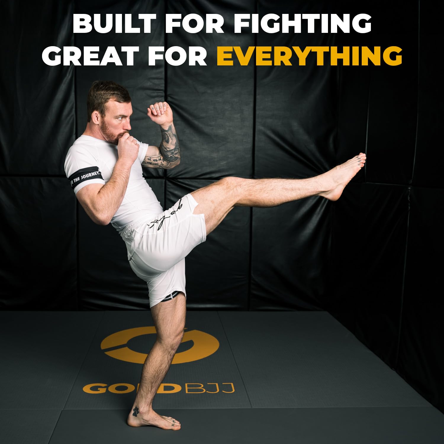 Gold BJJ Jiu Jitsu Shorts - IBJJF Approved No Gi Fight Short - for Grappling, MMA, Wrestling, Muay Thai & Boxing