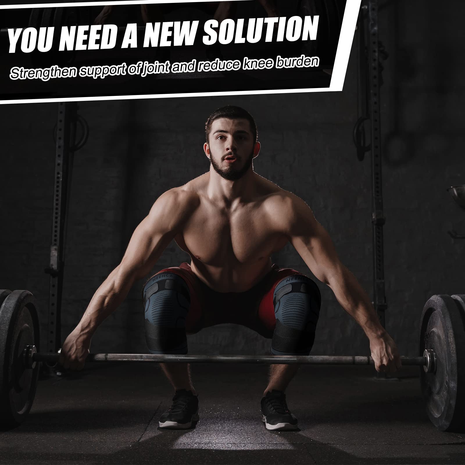 NEENCA Knee Braces for Knee Pain- 2 Pack Knee Sleeves for Pain Relief Set, Knee Compression Sleeves with Adjustable Straps for Best Fit, for Sports, Runner, Meniscus Tear, ACL, Arthritis, Joint Pain..