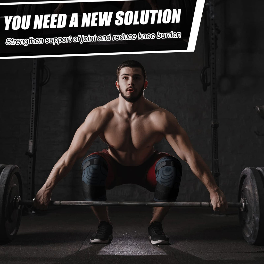 NEENCA Knee Braces for Knee Pain- 2 Pack Knee Sleeves for Pain Relief Set, Knee Compression Sleeves with Adjustable Straps for Best Fit, for Sports, Runner, Meniscus Tear, ACL, Arthritis, Joint Pain..