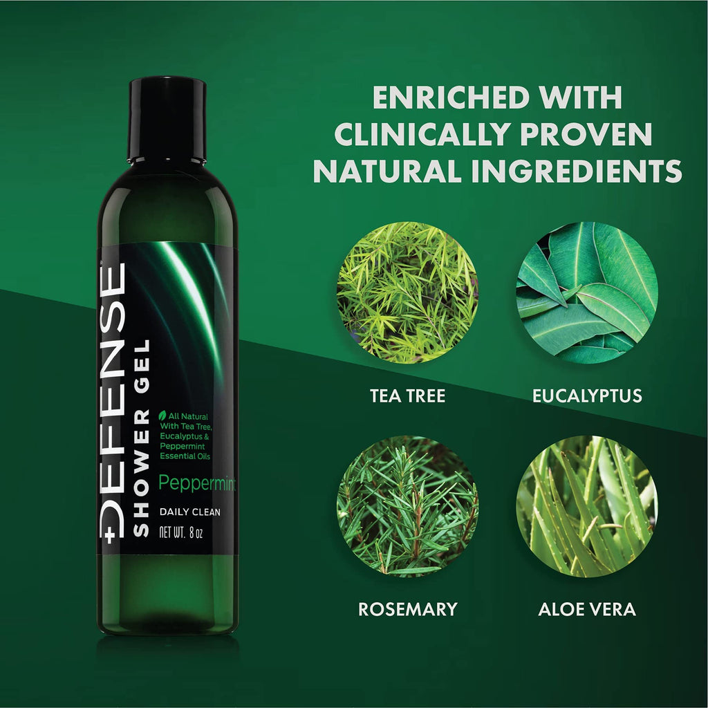 Defense Soap Tea Tree Body Wash | All Natural Organic Shower Soap for Athletes | Odor Control & Skin Fungal Protection for Sports, Post Workout & Recovery - 32 oz