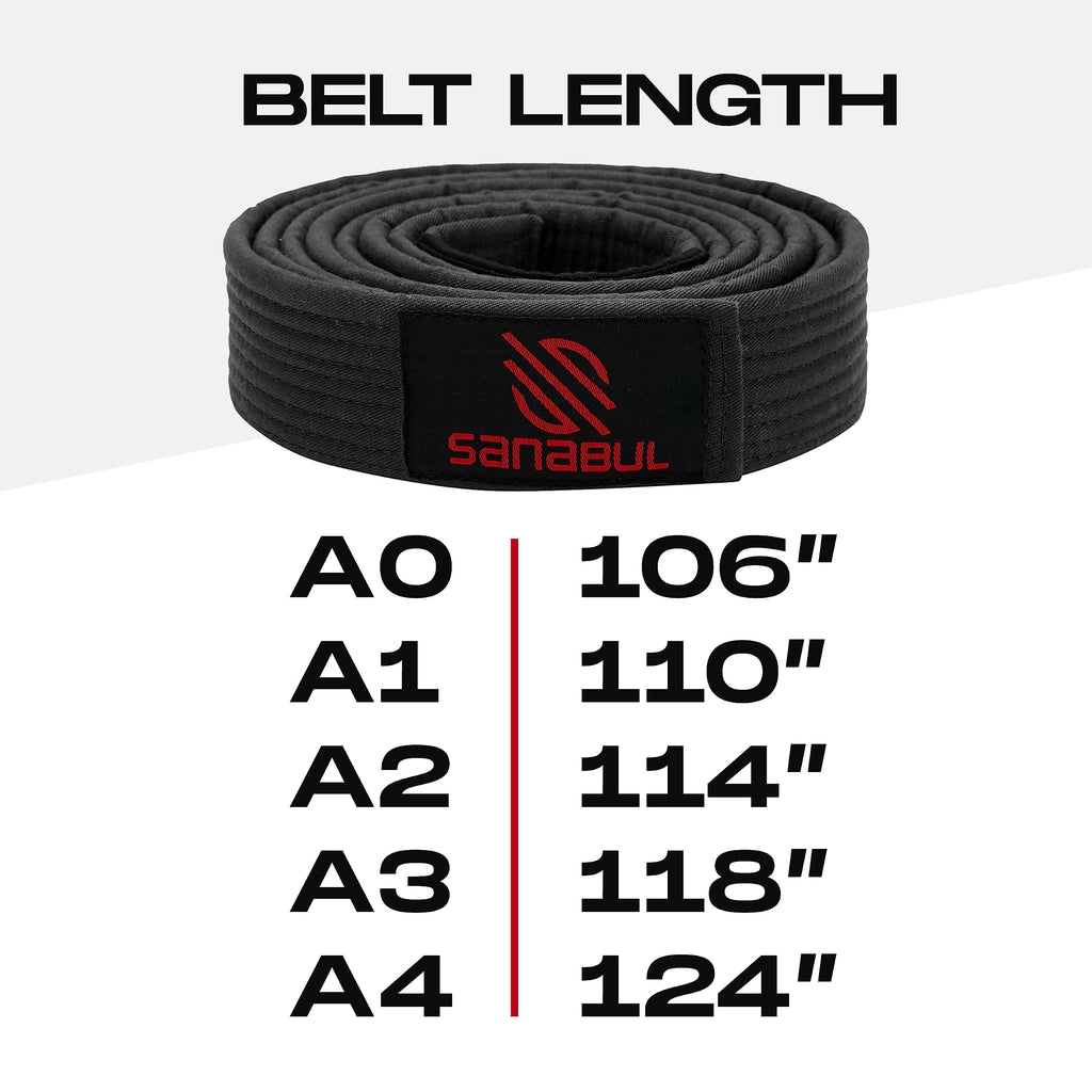 Sanabul BJJ Belt for Men & Women - Brazilian Jiu Jitsu With Ranking Stripes Sleeve Bar - Kids Gi Belt