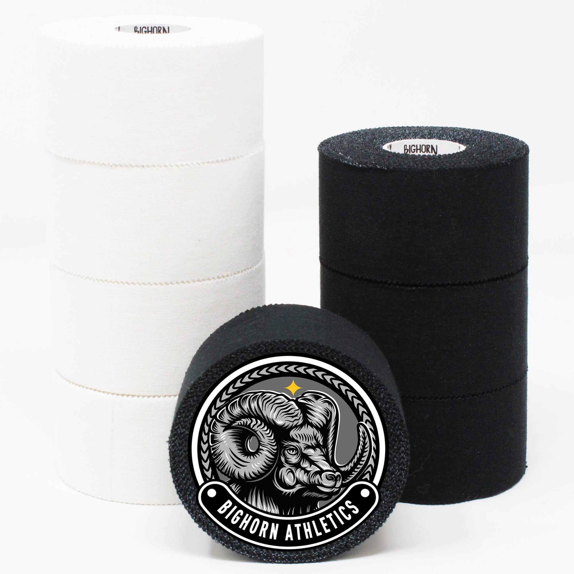 Bighorn Athletics Jiu Jitsu Finger Tape | Residue-Free Athletic Finger Tape for Sports & Injuries: Rock Climbing, Volleyball, Football, Basketball, Hands & Toes | 0.3-Inch x 45-feet, 8-Rolls, Black