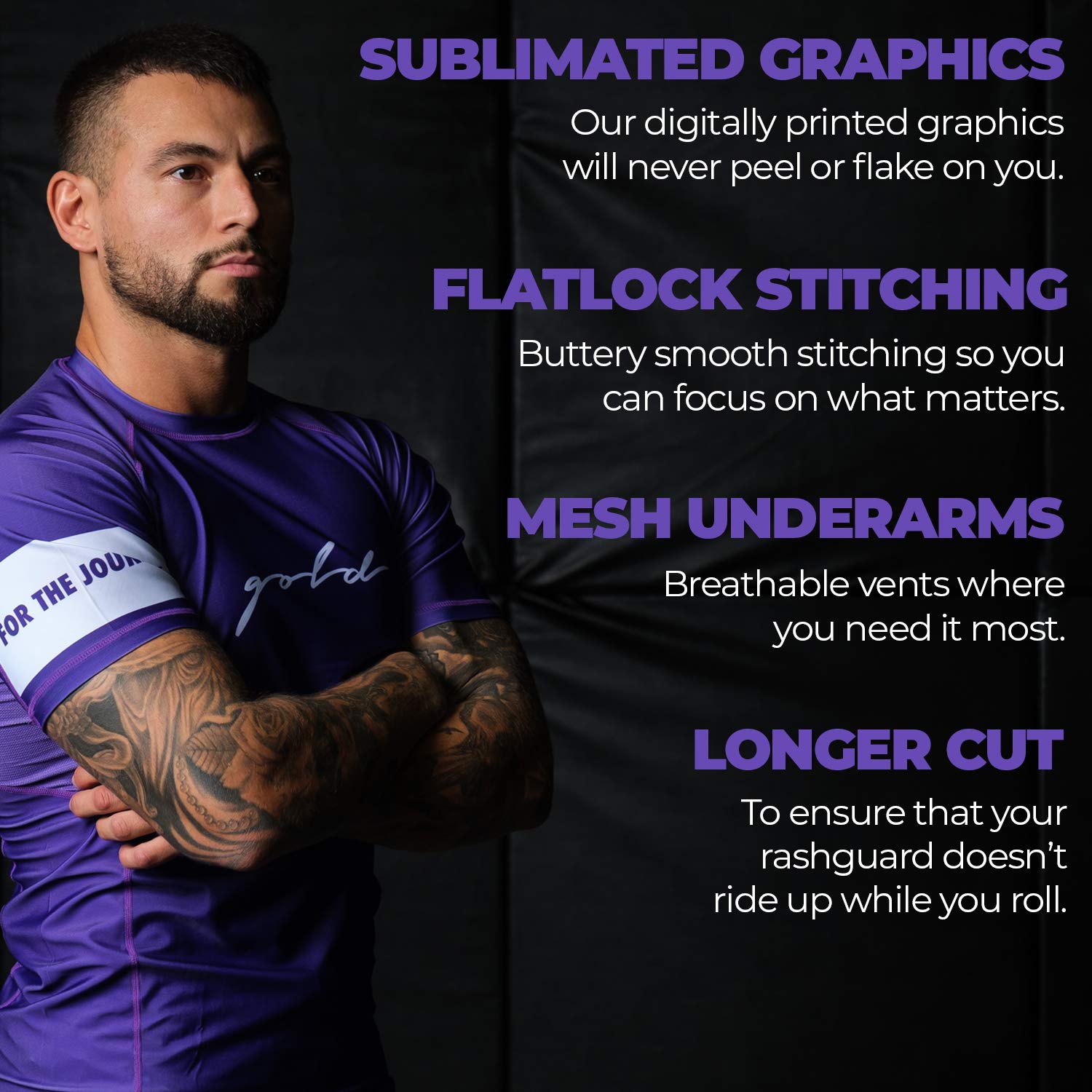 Gold BJJ Foundation Rash Guard - Ranked No-Gi and Gi Jiu Jitsu Rashguard