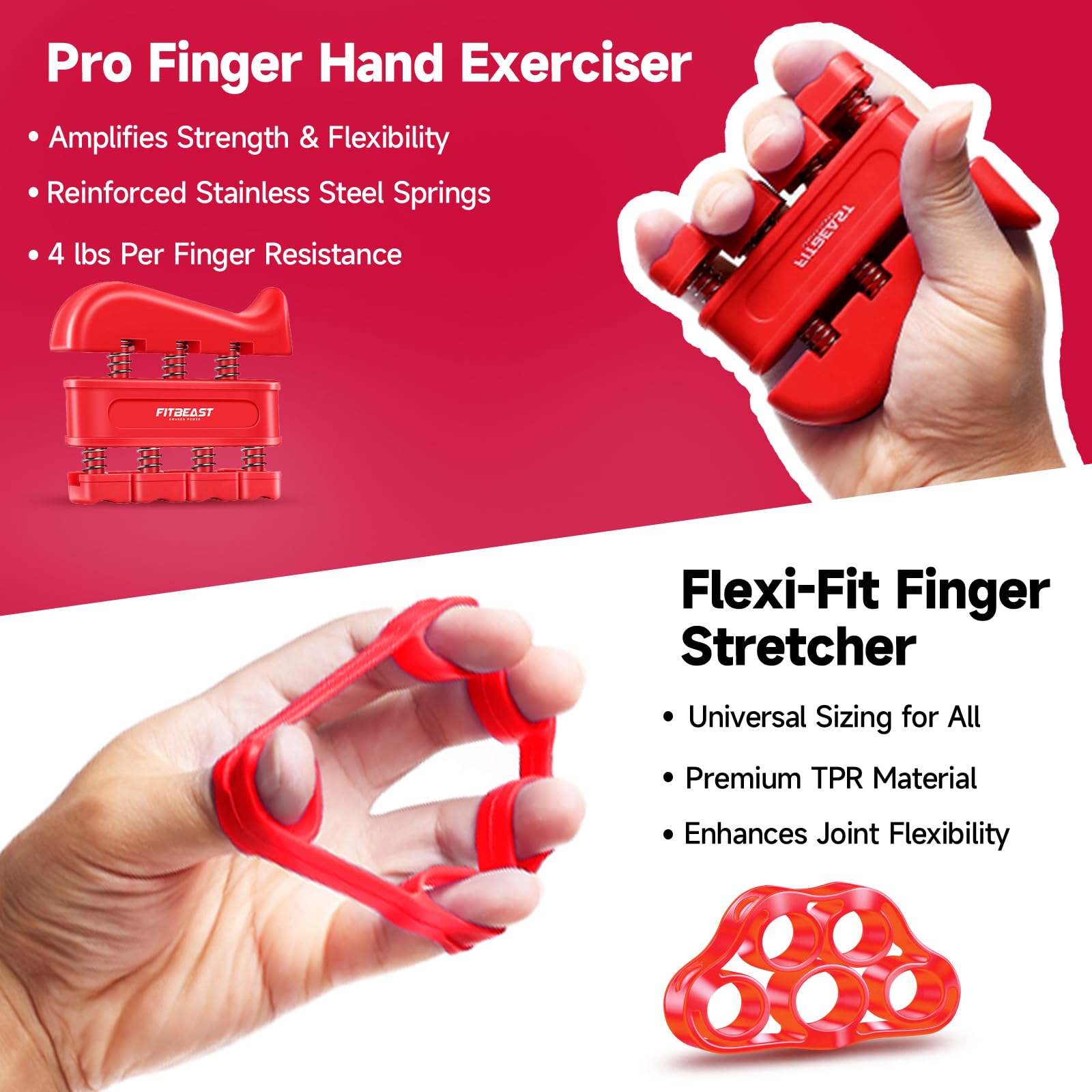 FitBeast Grip Strengthener Forearm Strengthener Hand Grips Strengthener Kit - 5 Pack Adjustable Resistance