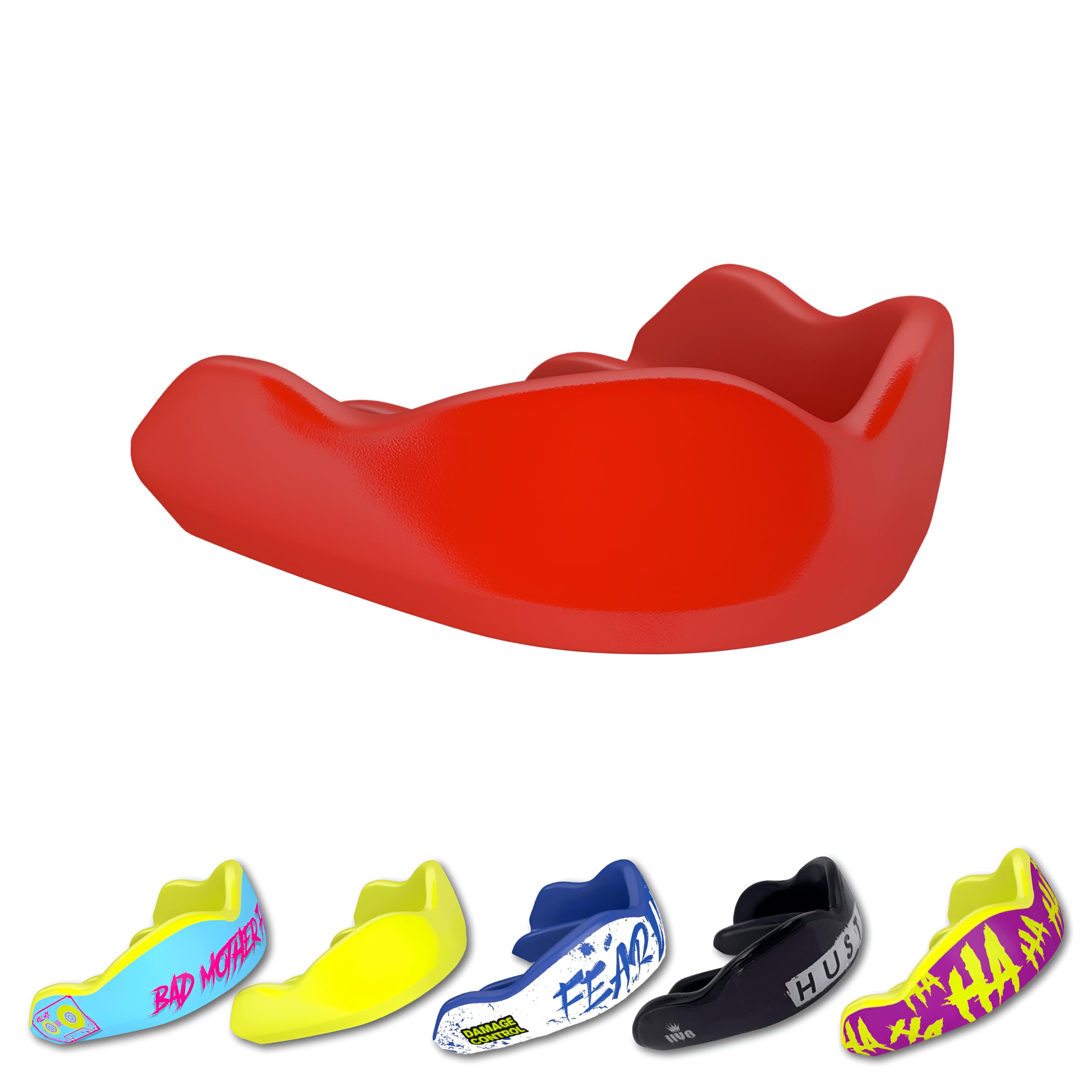 DAMAGE CONTROL High-Impact Mouth Guard – Sports Mouthguard for Boxing, Football, Hockey, Lacrosse & Basketball, Protects Teeth & Jaw, Protective Mouthpiece for Adults & Youth (Adult, HA HA HA 2.0)