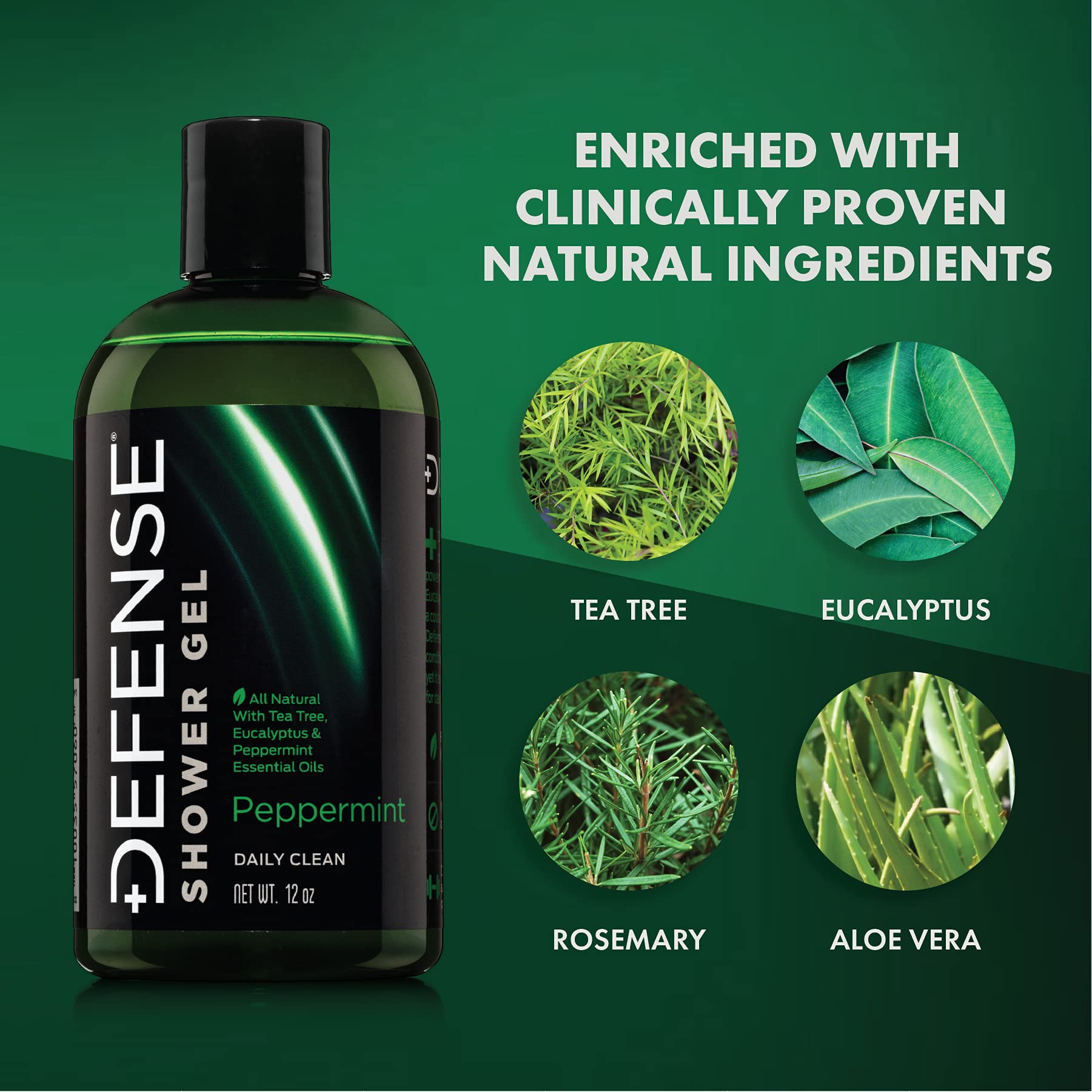 Defense Soap Tea Tree Body Wash | All Natural Organic Shower Soap for Athletes | Odor Control & Skin Fungal Protection for Sports, Post Workout & Recovery - 32 oz