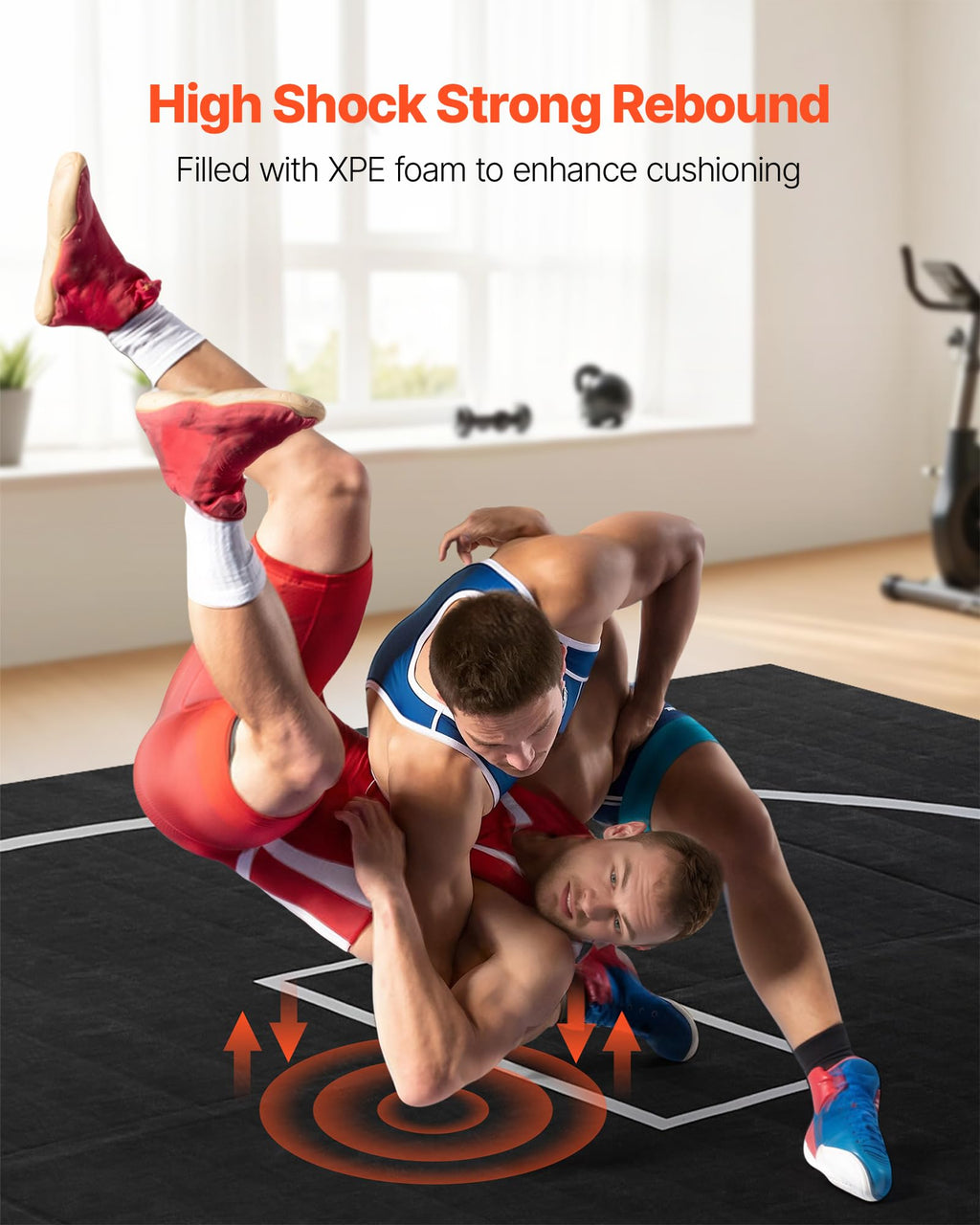 VEVOR Wrestling Mat, Martial Arts Thick Mat for Home Gym Exercise, PVC or Inflatable Training Mats with Circles,for Gymnastics, Tatami, Jiu Jitsu BJJ MMA Judo, Black
