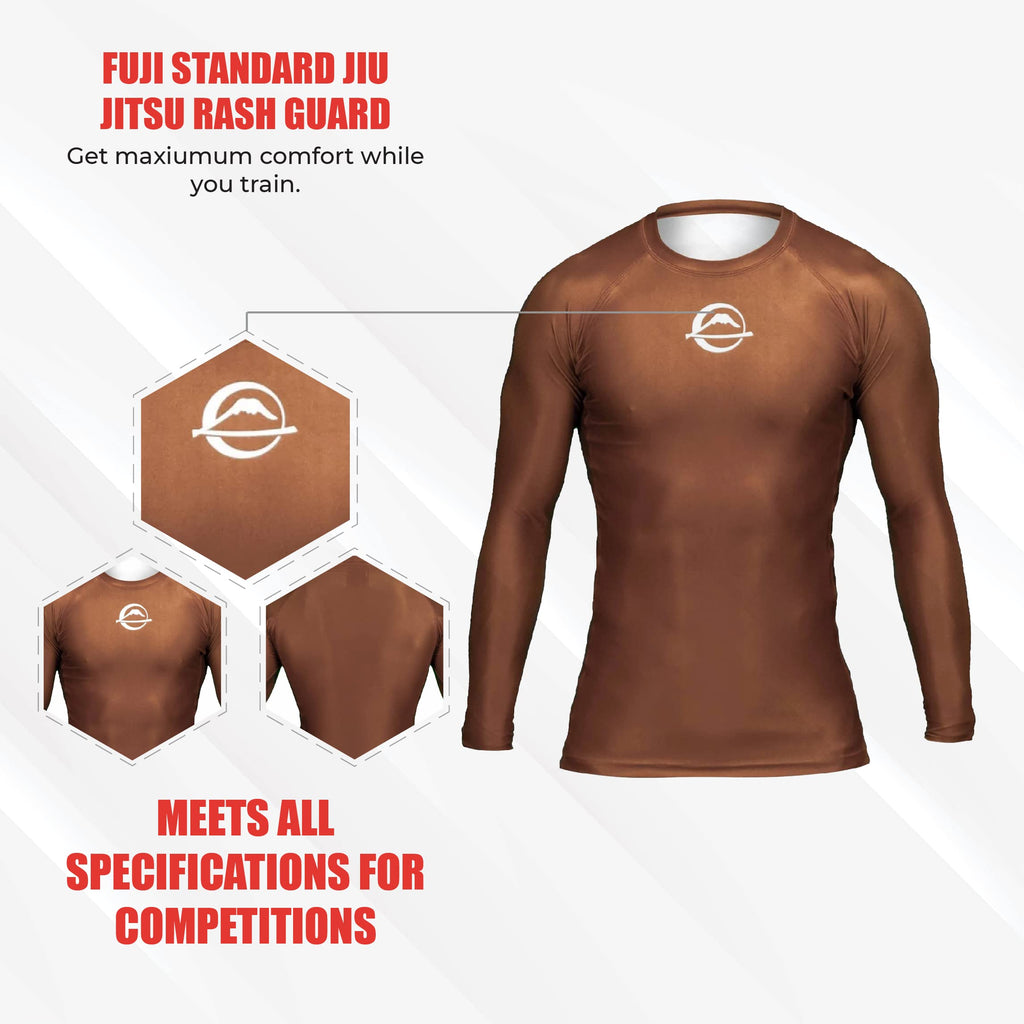 FUJI Baseline Ranked Long Sleeve Jiu Jitsu Rashguard, BJJ Rashguard for Men and Women