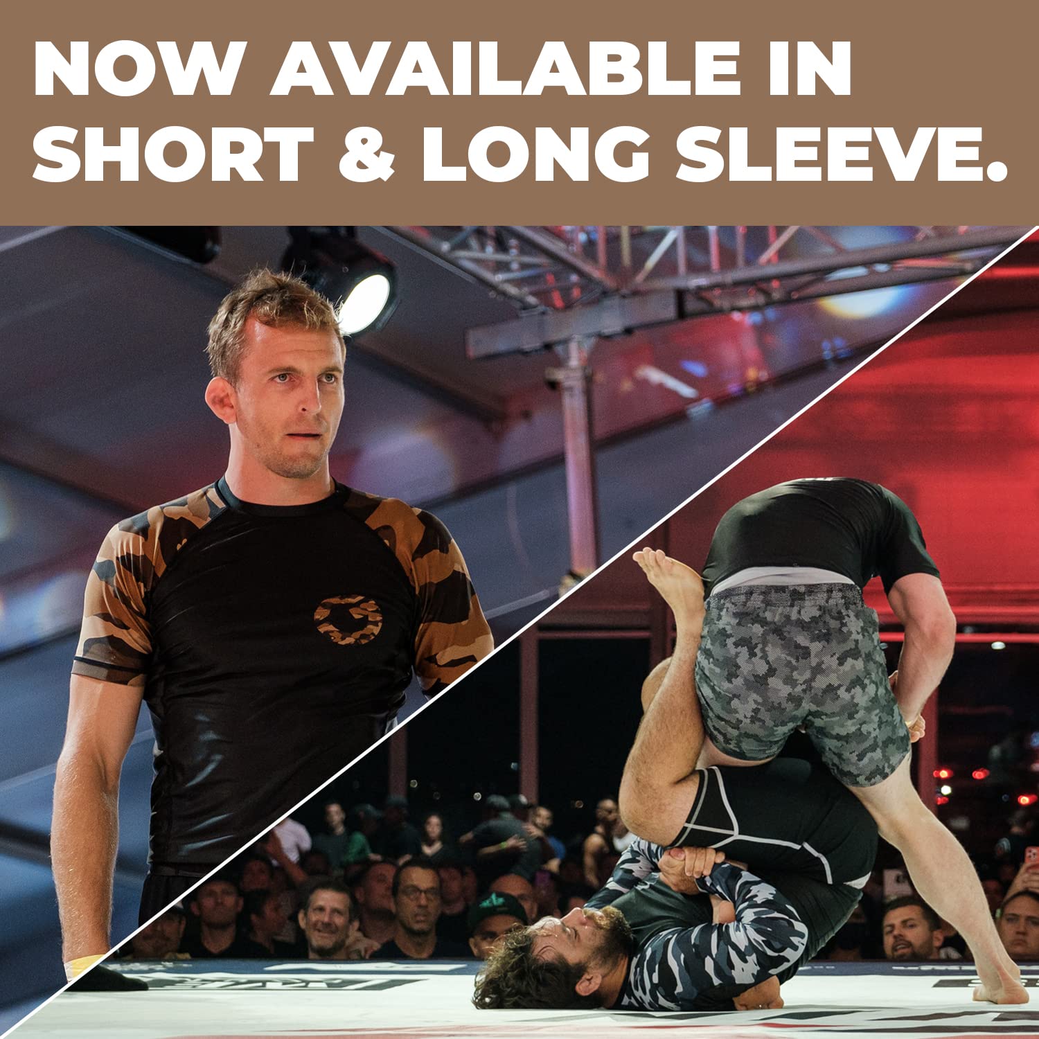 Gold BJJ Jiu Jitsu Rashguard - Camo Rash Guard Compression Shirt for No-Gi, Gi, & MMA