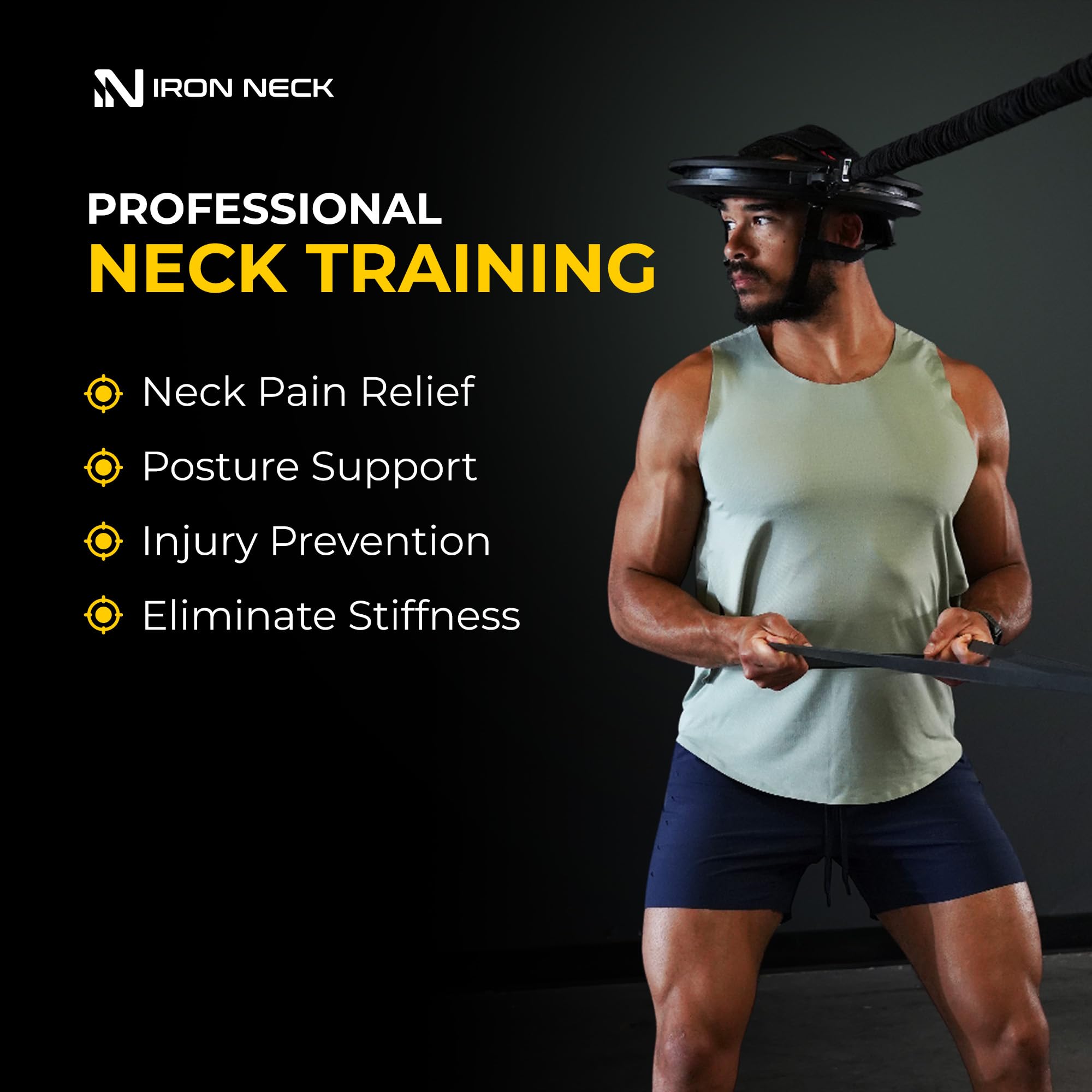 Iron Neck - Advanced Neck Trainer, Strengthener, Exerciser, & Rehabilitation Device to Relieve Pain & Improve Posture - Workout & Strength Training Equipment, Home Gym Accessories for Men