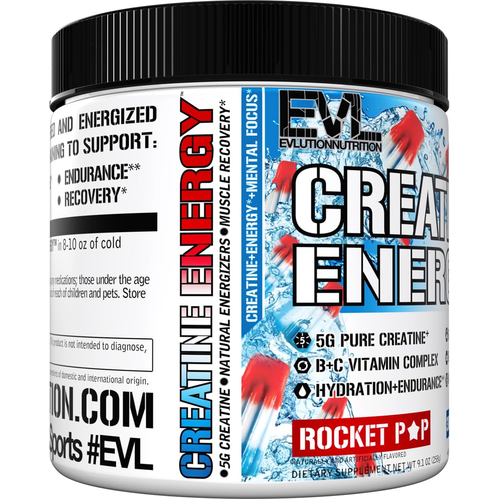 Evlution Nutrition Creatine 5000 - Supports Faster Recovery, Lean Muscle Growth & Performance - Pre & Post Workout Powder - 5000mg Pure Creatine Monohydrate Per Serving - 60 Servings - Unflavored