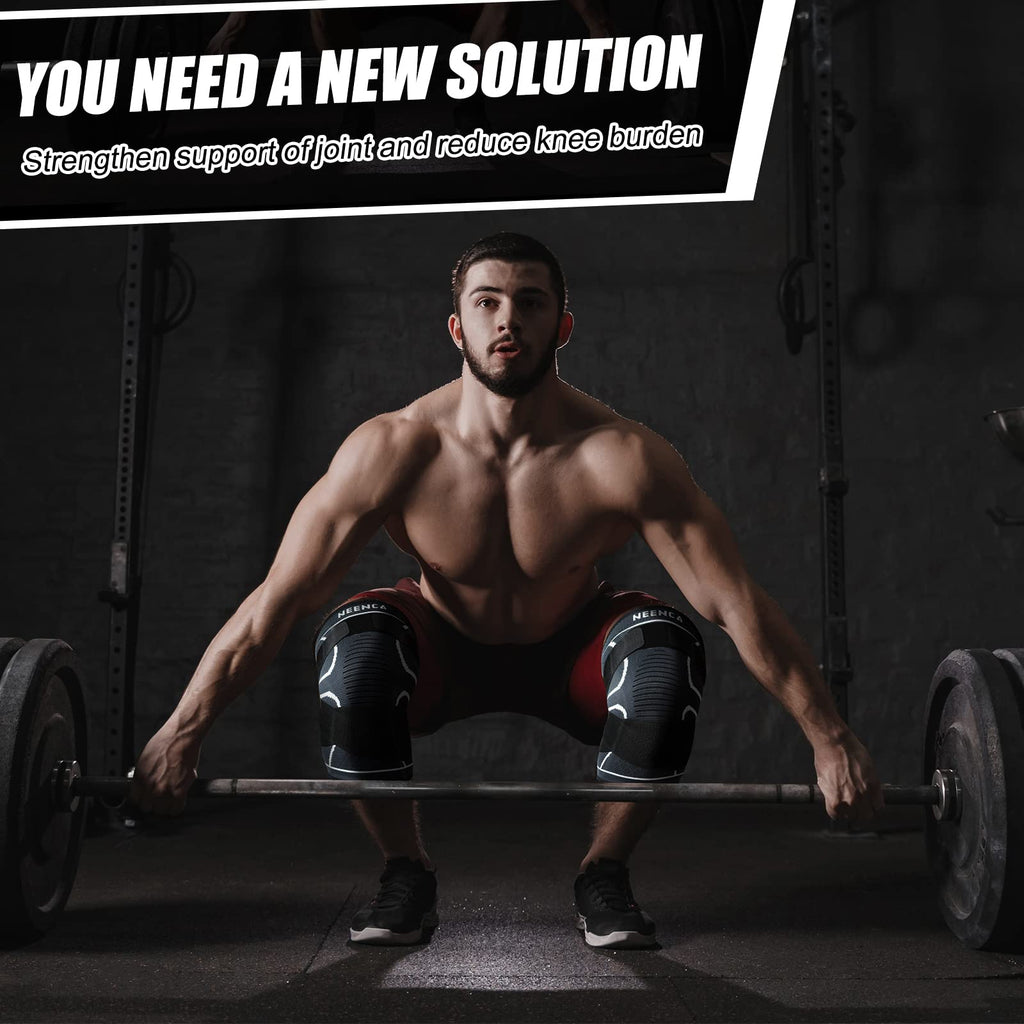 NEENCA Knee Braces for Knee Pain- 2 Pack Knee Sleeves for Pain Relief Set, Knee Compression Sleeves with Adjustable Straps for Best Fit, for Sports, Runner, Meniscus Tear, ACL, Arthritis, Joint Pain..