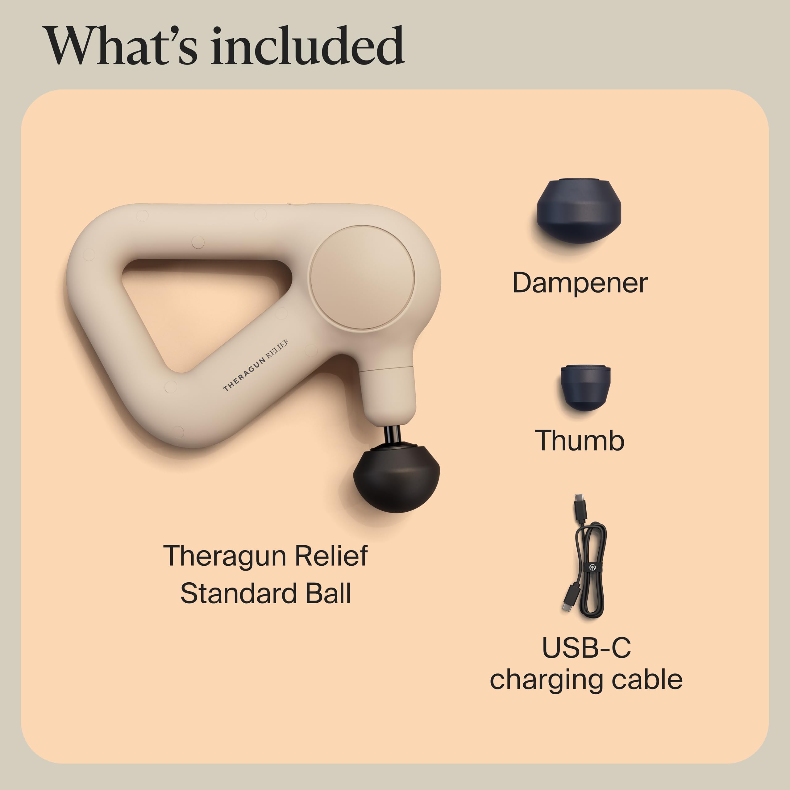 TheraGun Relief by Therabody - Easy-to-Use, Comfortable & Light Handheld Percussion Massage Gun for Everyday Pain Relief Massage Therapy in Neck, Back, Leg, Shoulder and Body (Sand)
