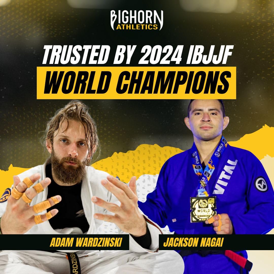 Bighorn Athletics Jiu Jitsu Finger Tape | Residue-Free Athletic Finger Tape for Sports & Injuries: Rock Climbing, Volleyball, Football, Basketball, Hands & Toes | 0.3-Inch x 45-feet, 8-Rolls, Black
