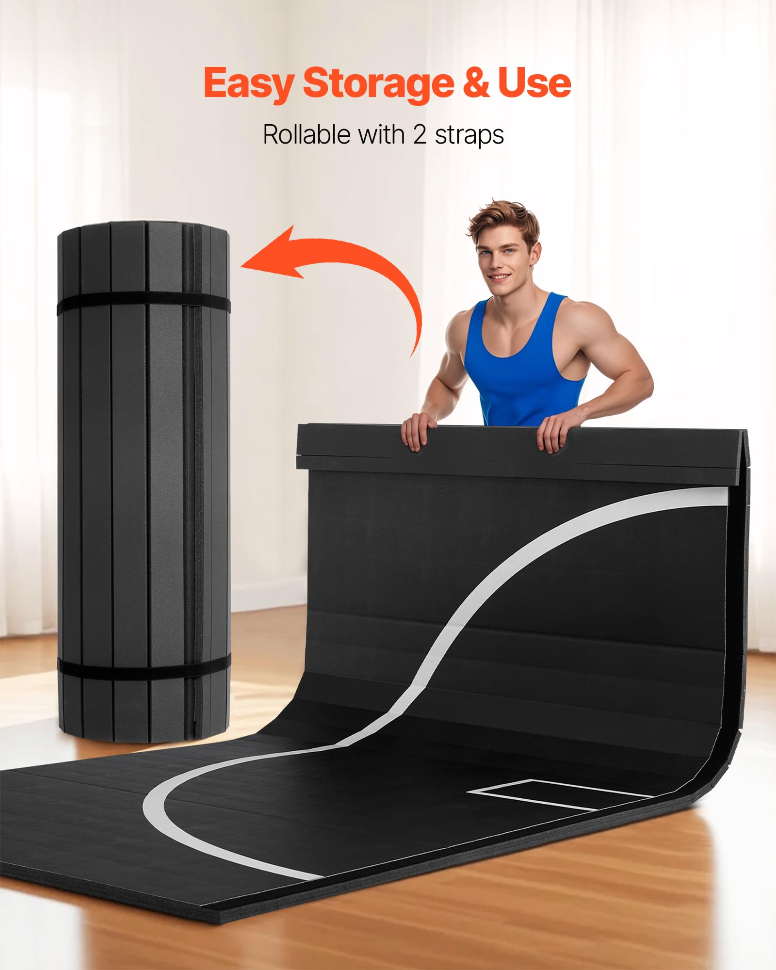 VEVOR Wrestling Mat, Martial Arts Thick Mat for Home Gym Exercise, PVC or Inflatable Training Mats with Circles,for Gymnastics, Tatami, Jiu Jitsu BJJ MMA Judo, Black