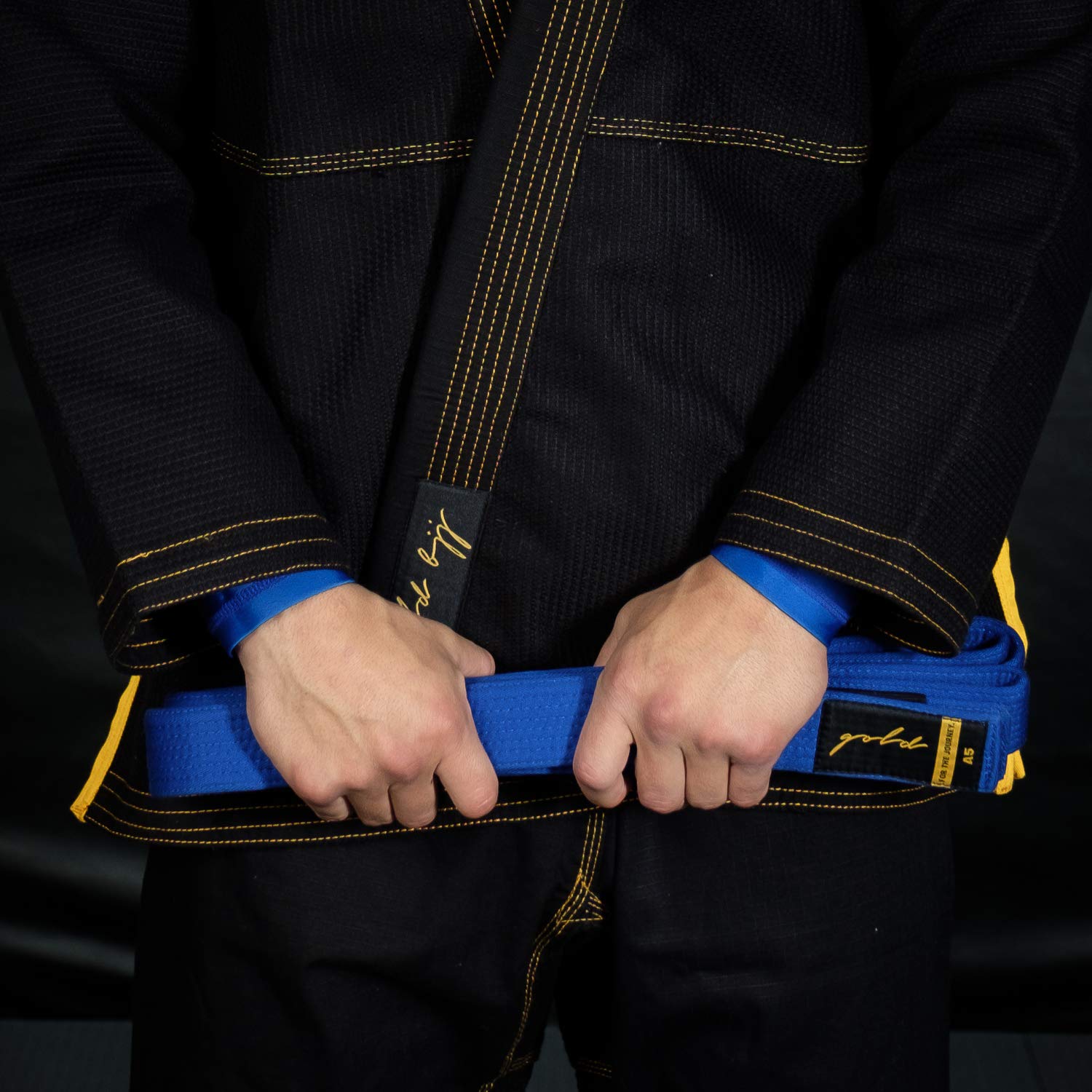 Gold BJJ Jiu Jitsu Belt - Premium Belts with Rank Bar for Stripes - IBJJF Competition Approved
