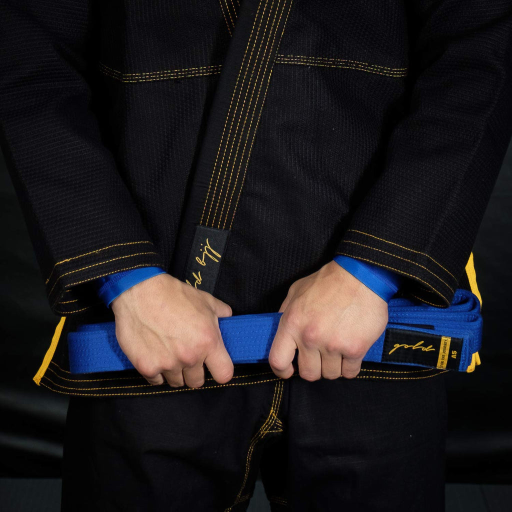 Gold BJJ Jiu Jitsu Belt - Premium Belts with Rank Bar for Stripes - IBJJF Competition Approved