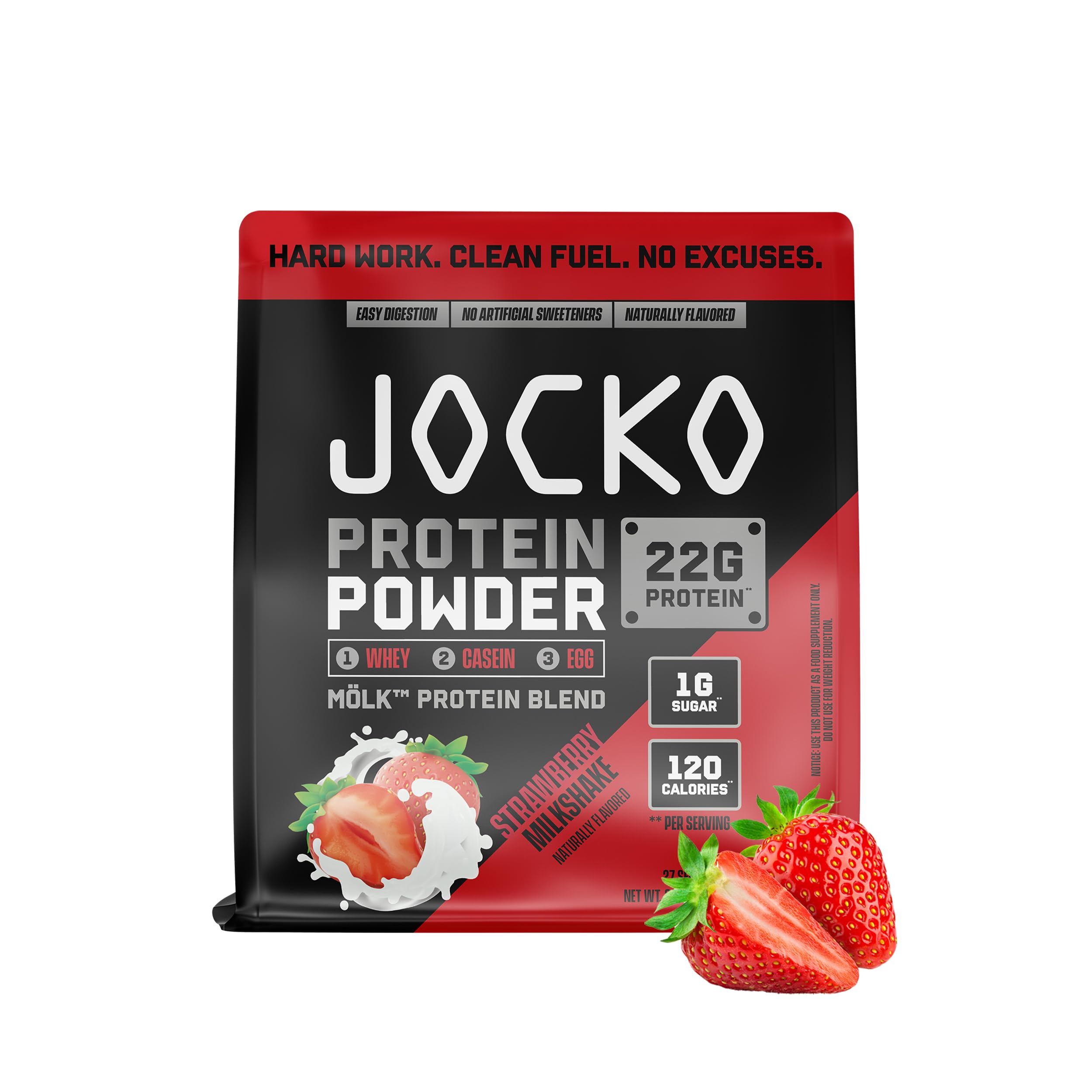 Jocko Fuel Mölk Whey Protein Powder 22g Protein - Low Sugar Monk Fruit Blend - Muscle Recovery & Growth, Packaging May Vary (26 Servings, Chocolate Milkshake)