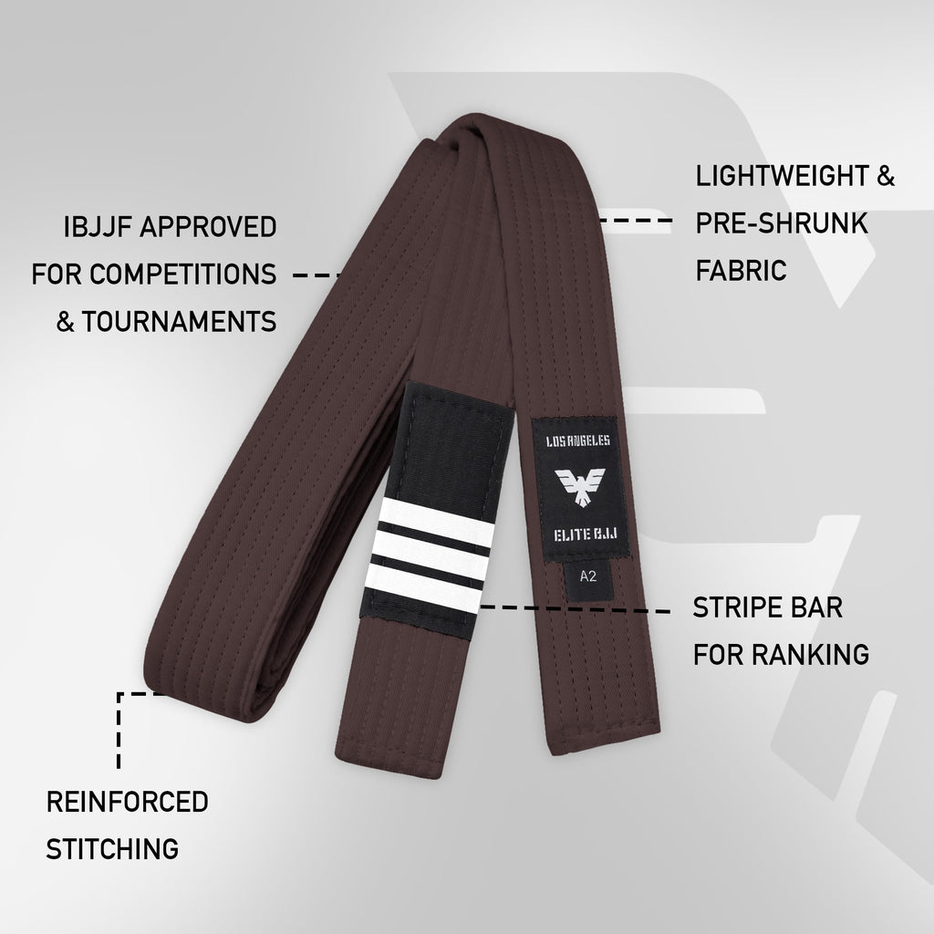 Elite Sports Adults Brazilian Jiu Jitsu Belts for Men & Women,Cotton IBJJF Approved BJJ Belts with Ranking Stripes Sleeve Bar