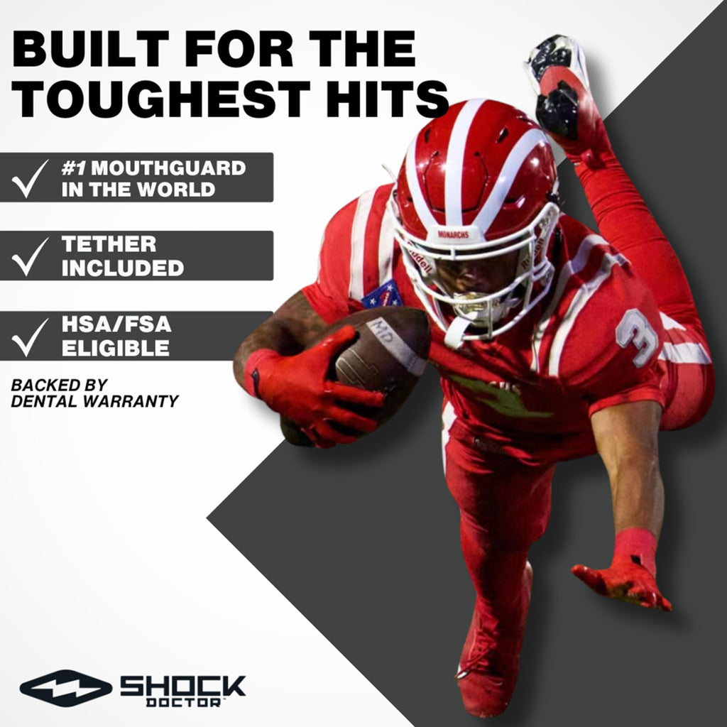 Shock Doctor Mouth Guard Sports, Hockey, Lacrosse, Baseball, Wrestling Moutguard, Gel Max Heavy Duty Protection & Custom Fit, Football Mouth Guard with Strap, Adult & Youth Mouthguard