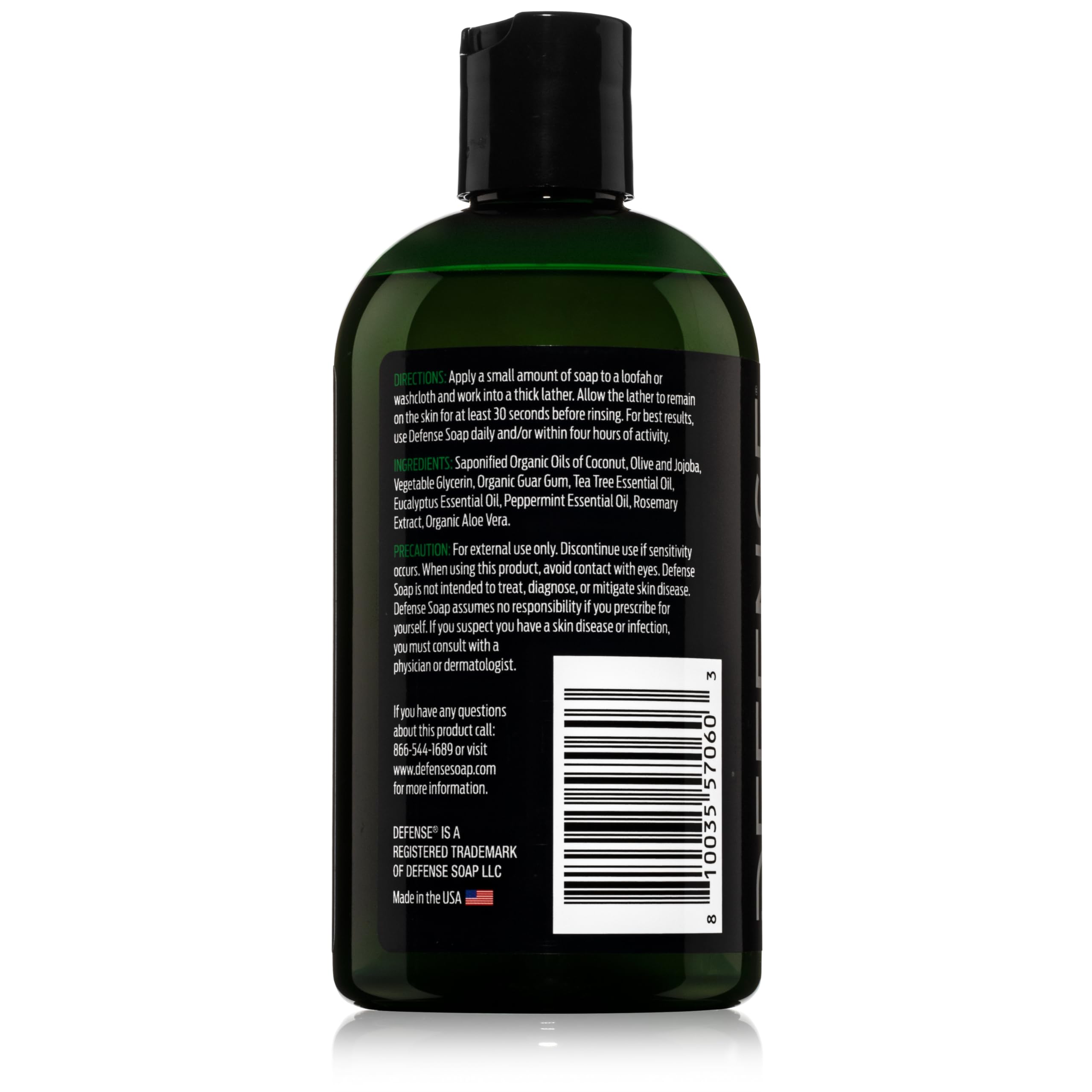 Defense Soap Tea Tree Body Wash | All Natural Organic Shower Soap for Athletes | Odor Control & Skin Fungal Protection for Sports, Post Workout & Recovery - 32 oz