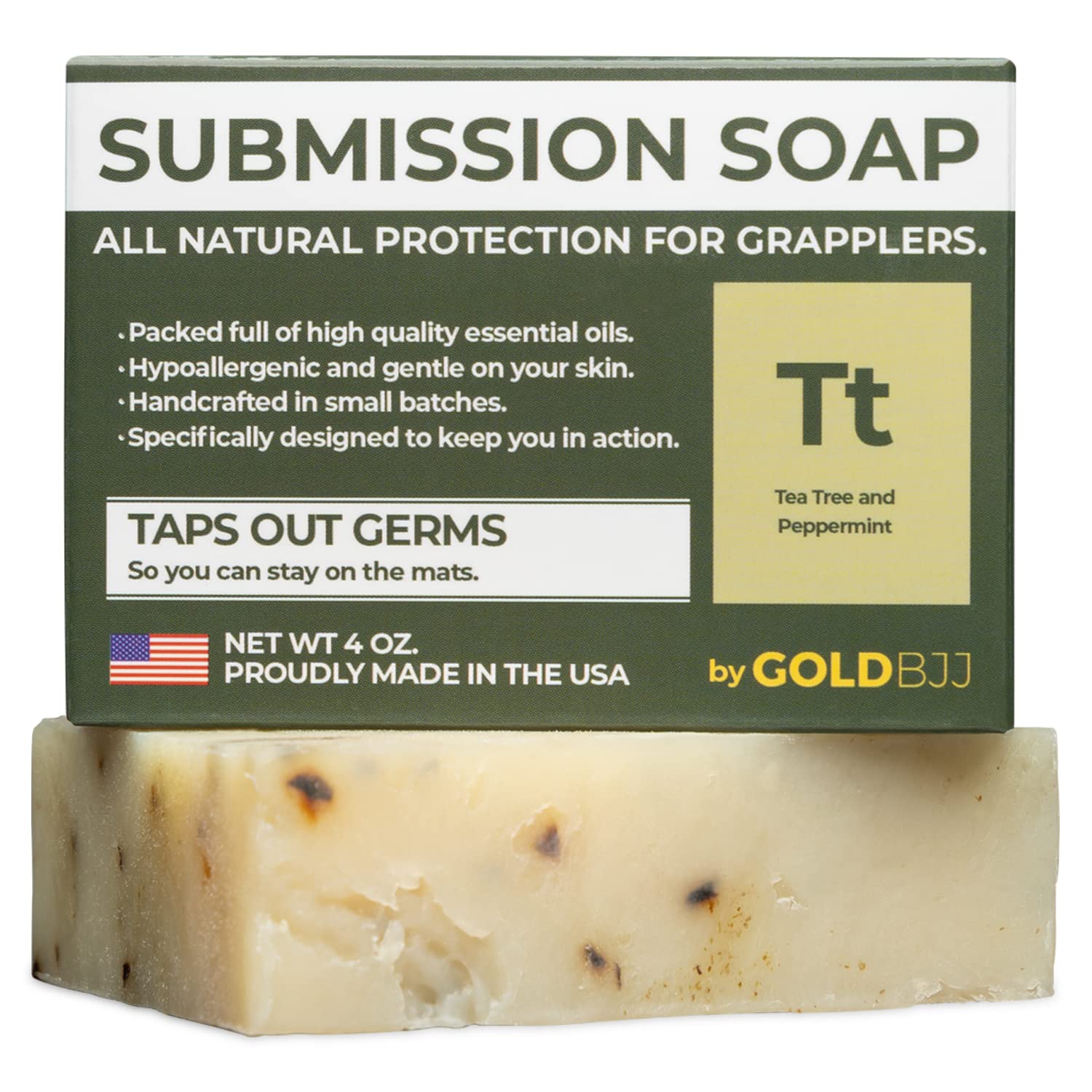 Premium Tea Tree Oil Soap - USA Made Bar Soap for BJJ, Jiu Jitsu, Wrestling, and Grappling (5-Pack of 4 Ounce Soap Bars, Classic Tea Tree)