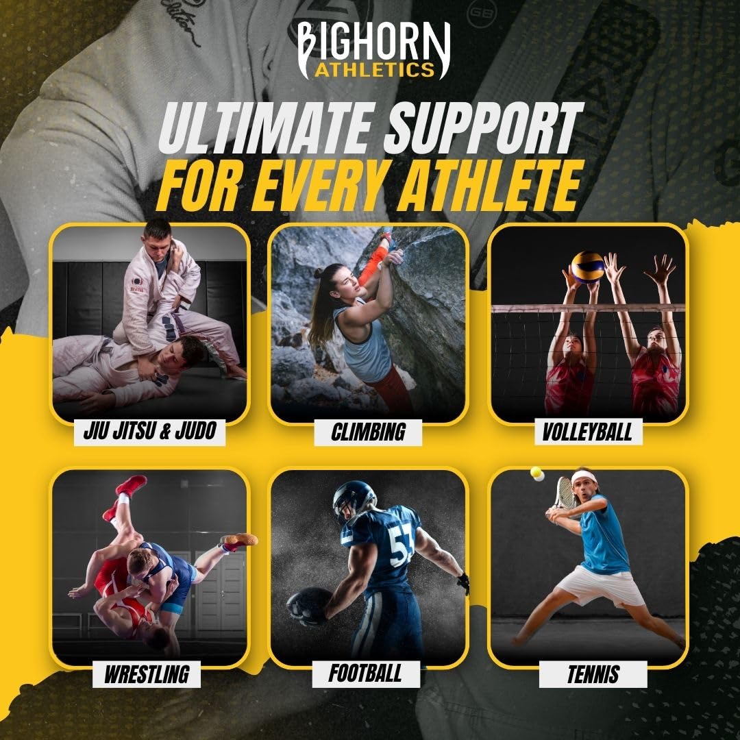 Bighorn Athletics Jiu Jitsu Finger Tape | Residue-Free Athletic Finger Tape for Sports & Injuries: Rock Climbing, Volleyball, Football, Basketball, Hands & Toes | 0.3-Inch x 45-feet, 8-Rolls, Black